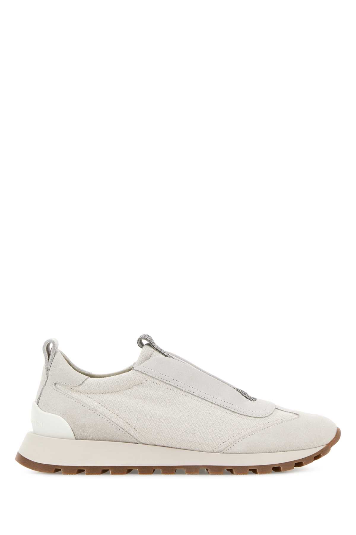 Brunello Cucinelli Women Light Grey Fabric Slip Ons BRUNELLO CUCINELLI