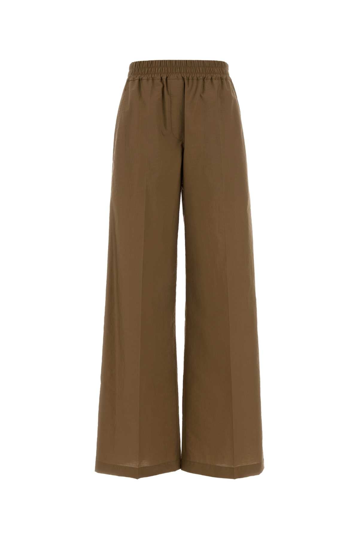 Brunello Cucinelli Women Brown Cotton Blend Wide-Leg Pant BRUNELLO CUCINELLI