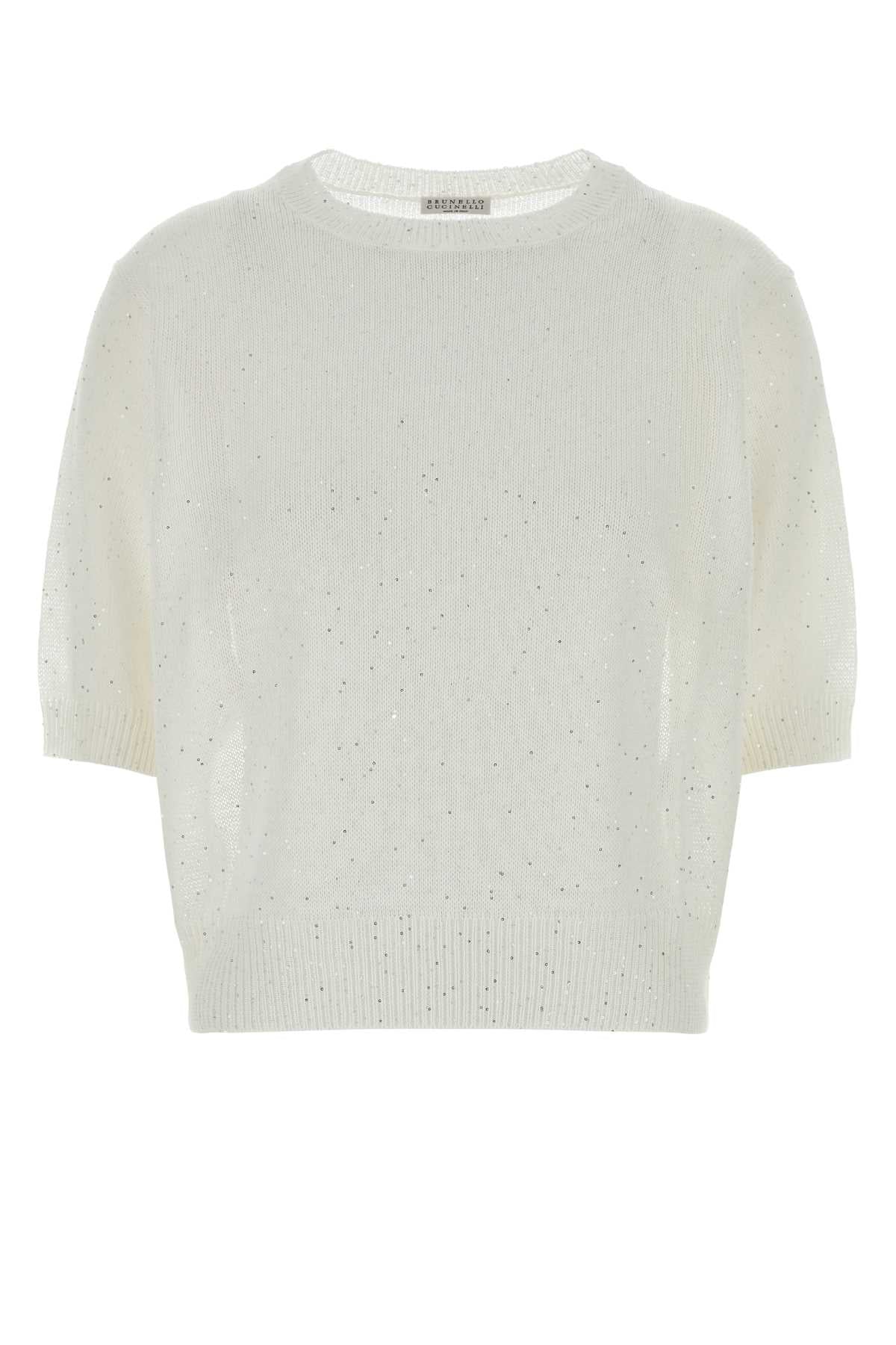 Brunello Cucinelli Women White Linen Blend Sweater BRUNELLO CUCINELLI