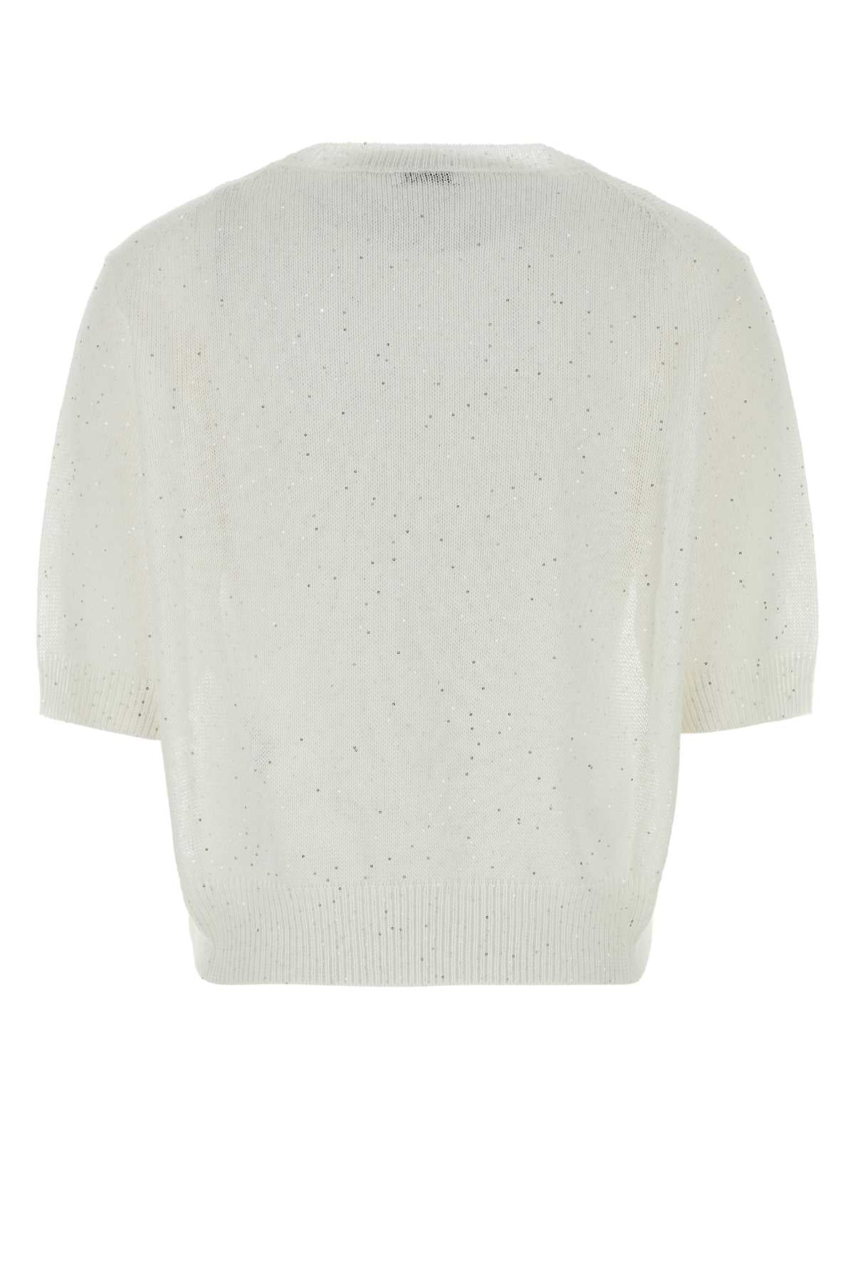 Brunello Cucinelli Women White Linen Blend Sweater BRUNELLO CUCINELLI