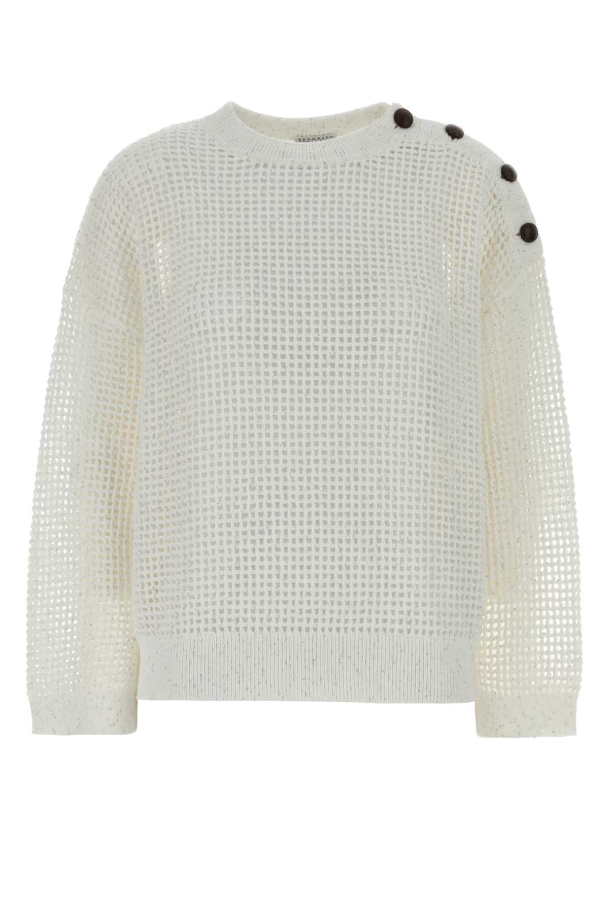 Brunello Cucinelli Women White Crochet Sweater BRUNELLO CUCINELLI