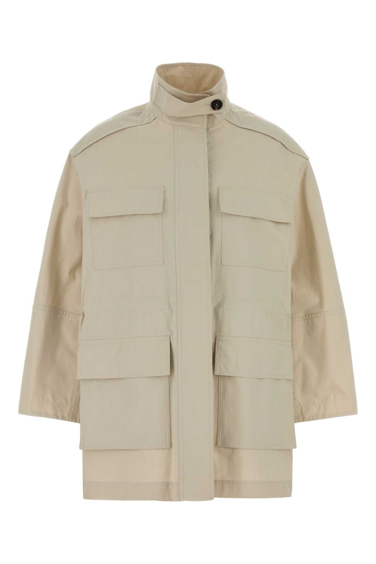Brunello Cucinelli Women Sand Cotton Blend Jacket BRUNELLO CUCINELLI