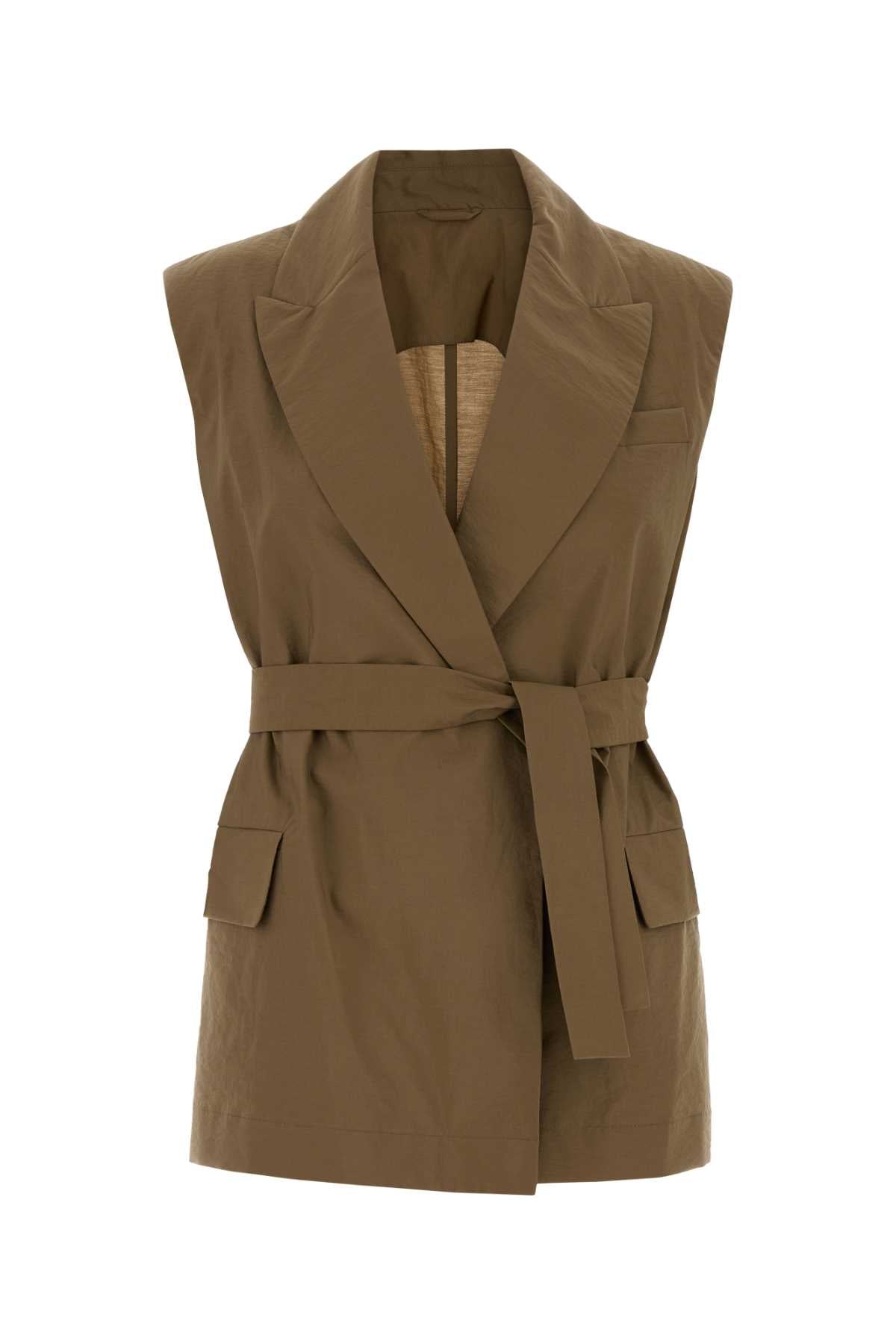 Brunello Cucinelli Women Cappuccino Cotton Blend Vest BRUNELLO CUCINELLI