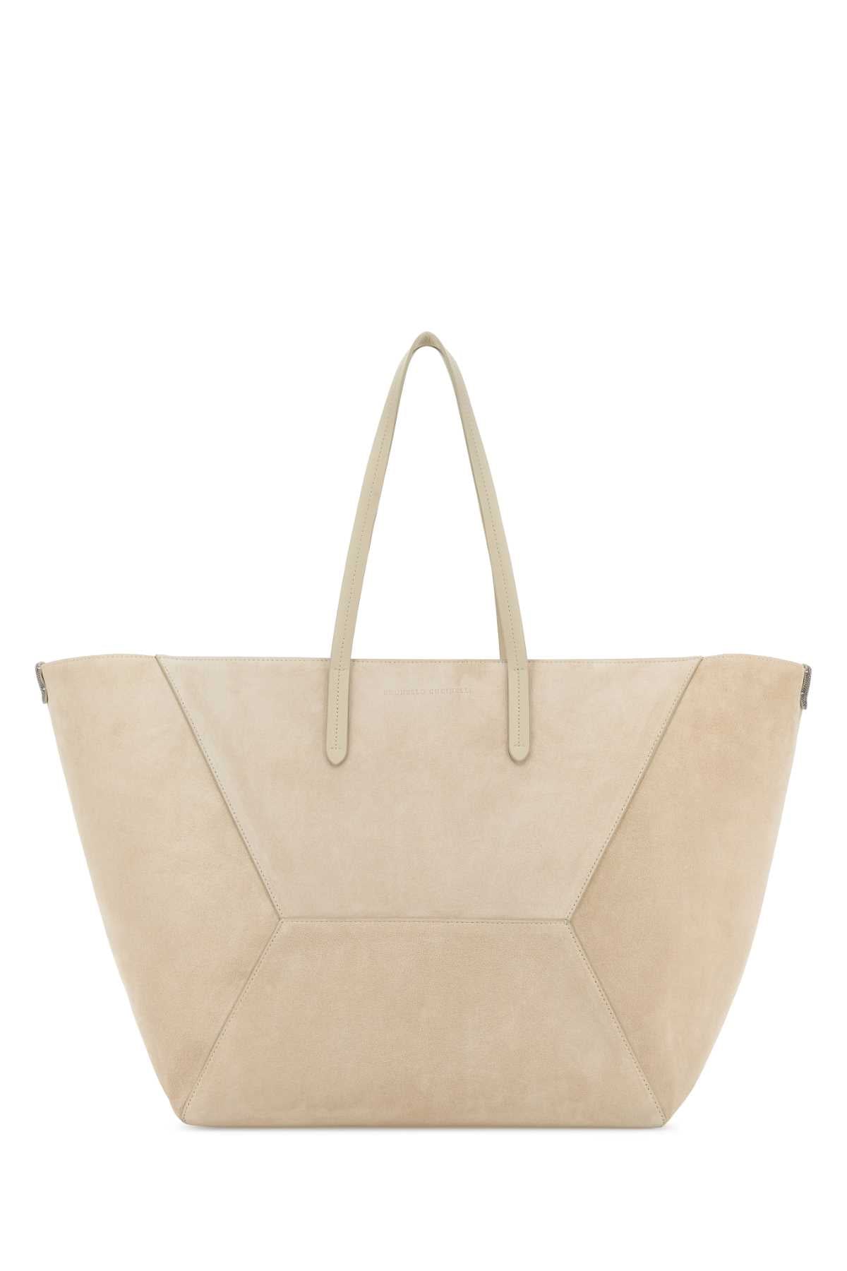 Brunello Cucinelli Women Sand Suede Shopping Bag BRUNELLO CUCINELLI