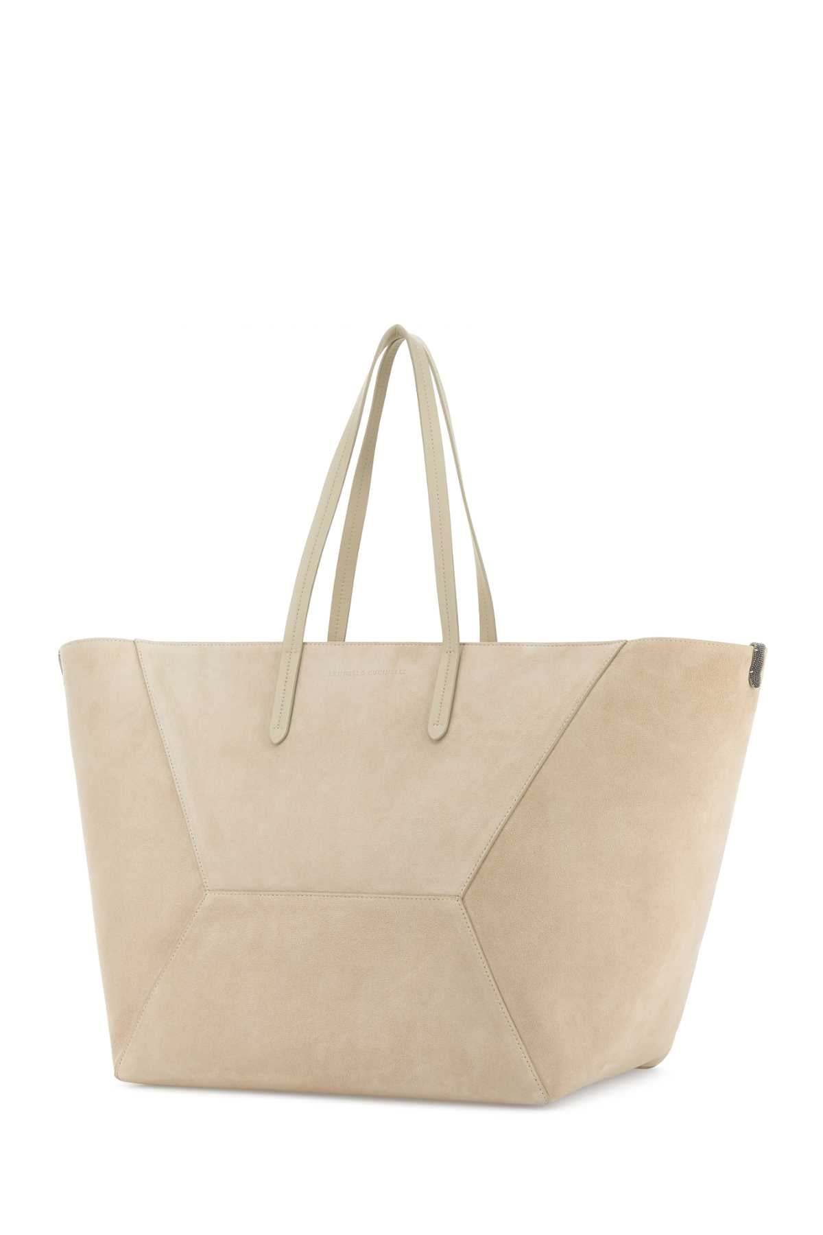 Brunello Cucinelli Women Sand Suede Shopping Bag BRUNELLO CUCINELLI