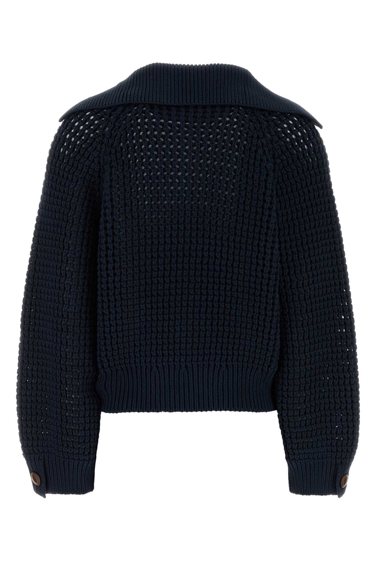Brunello Cucinelli Women Blue Cotton Blend Sweater BRUNELLO CUCINELLI