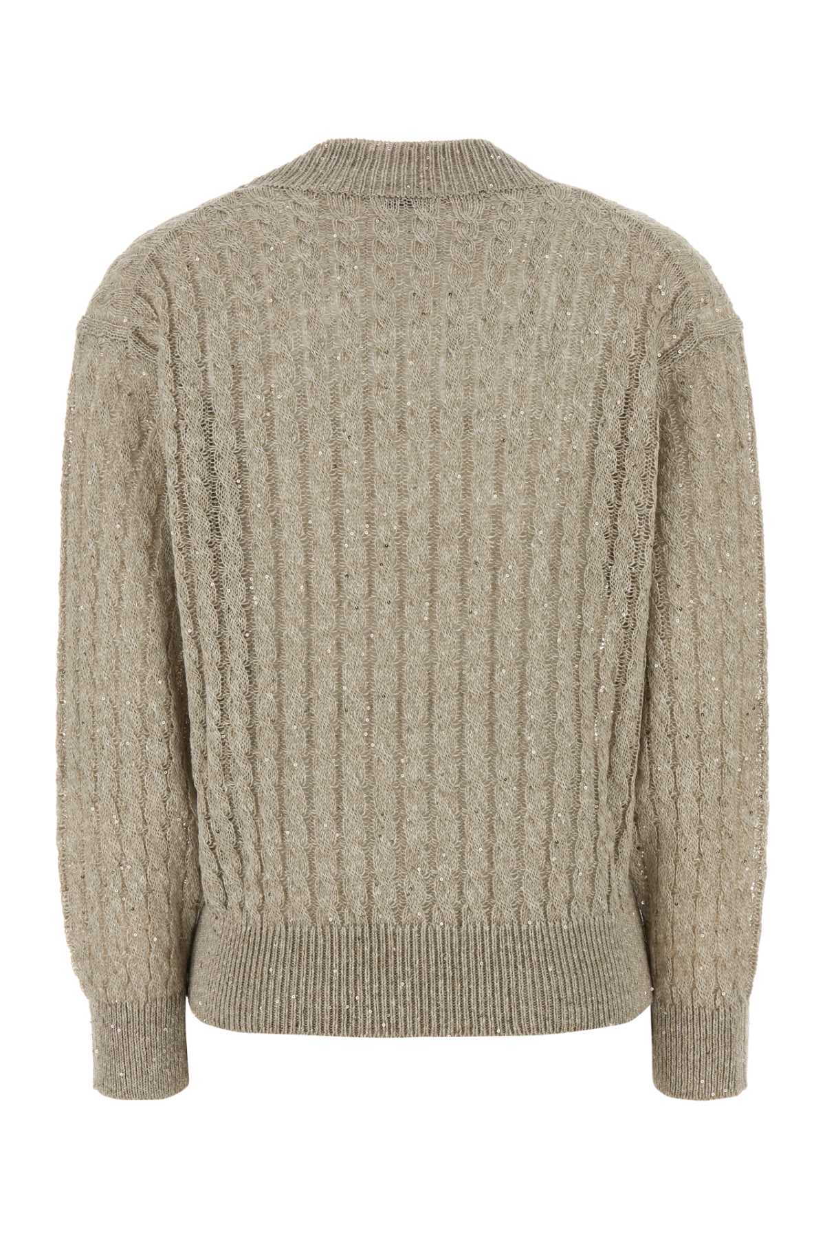 Brunello Cucinelli Women Dove Grey Linen Blend Sweater BRUNELLO CUCINELLI