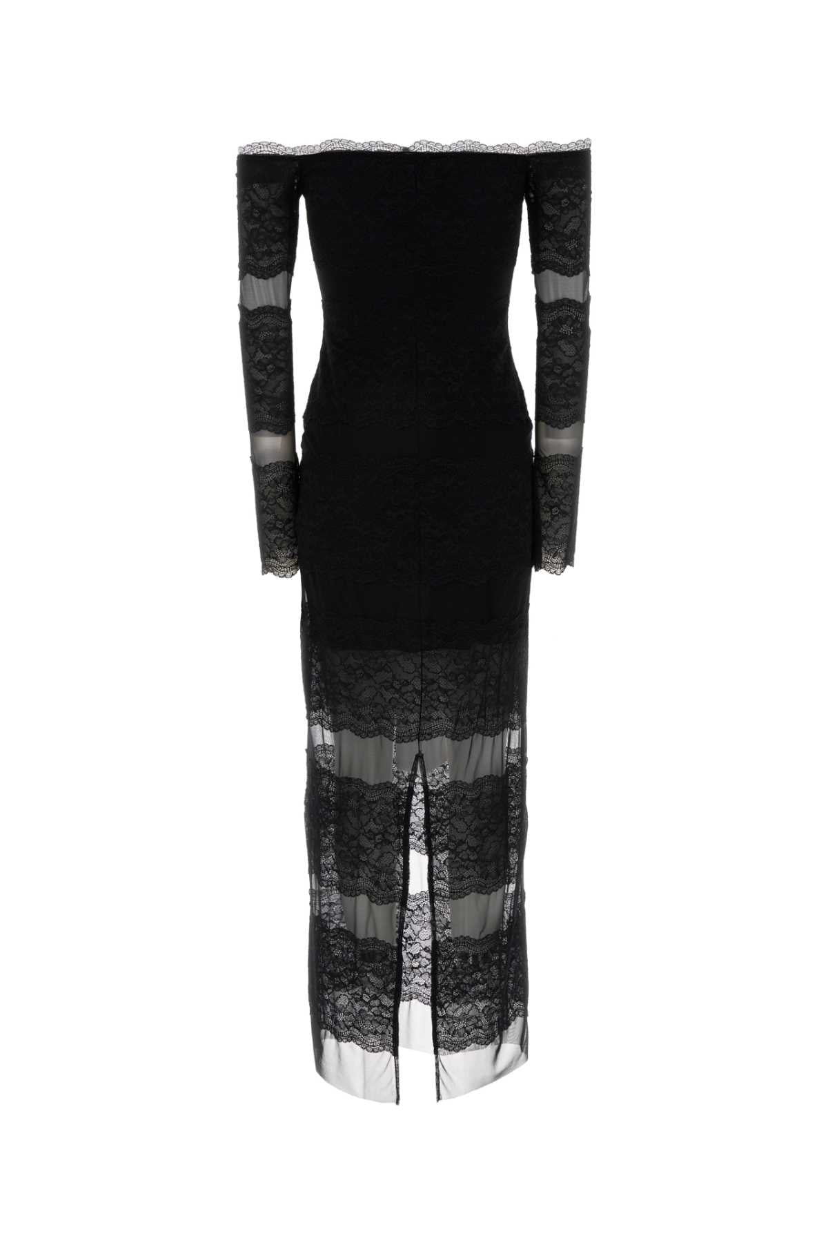 Blumarine Women Black Lace And Mesh Long Dress