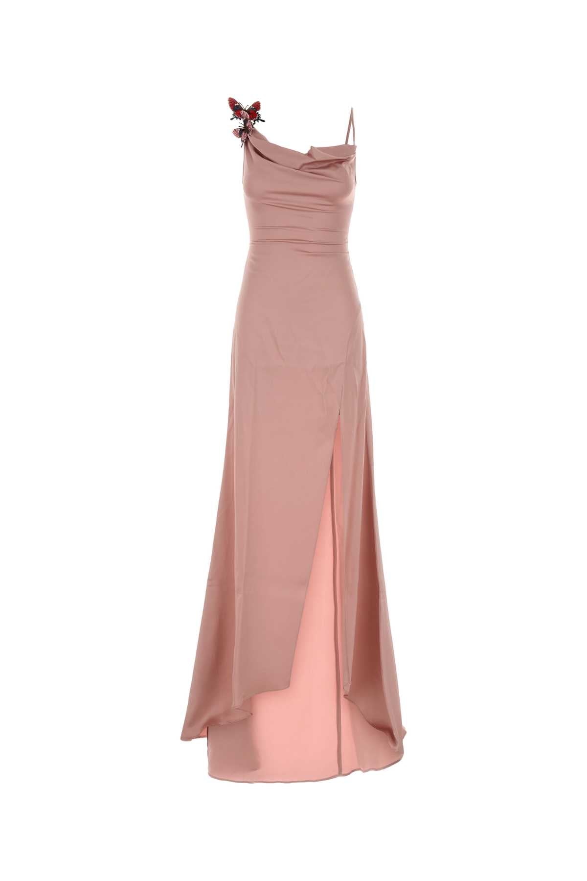 Blumarine Women Pink Stretch Satin Long Dress BLUMARINE