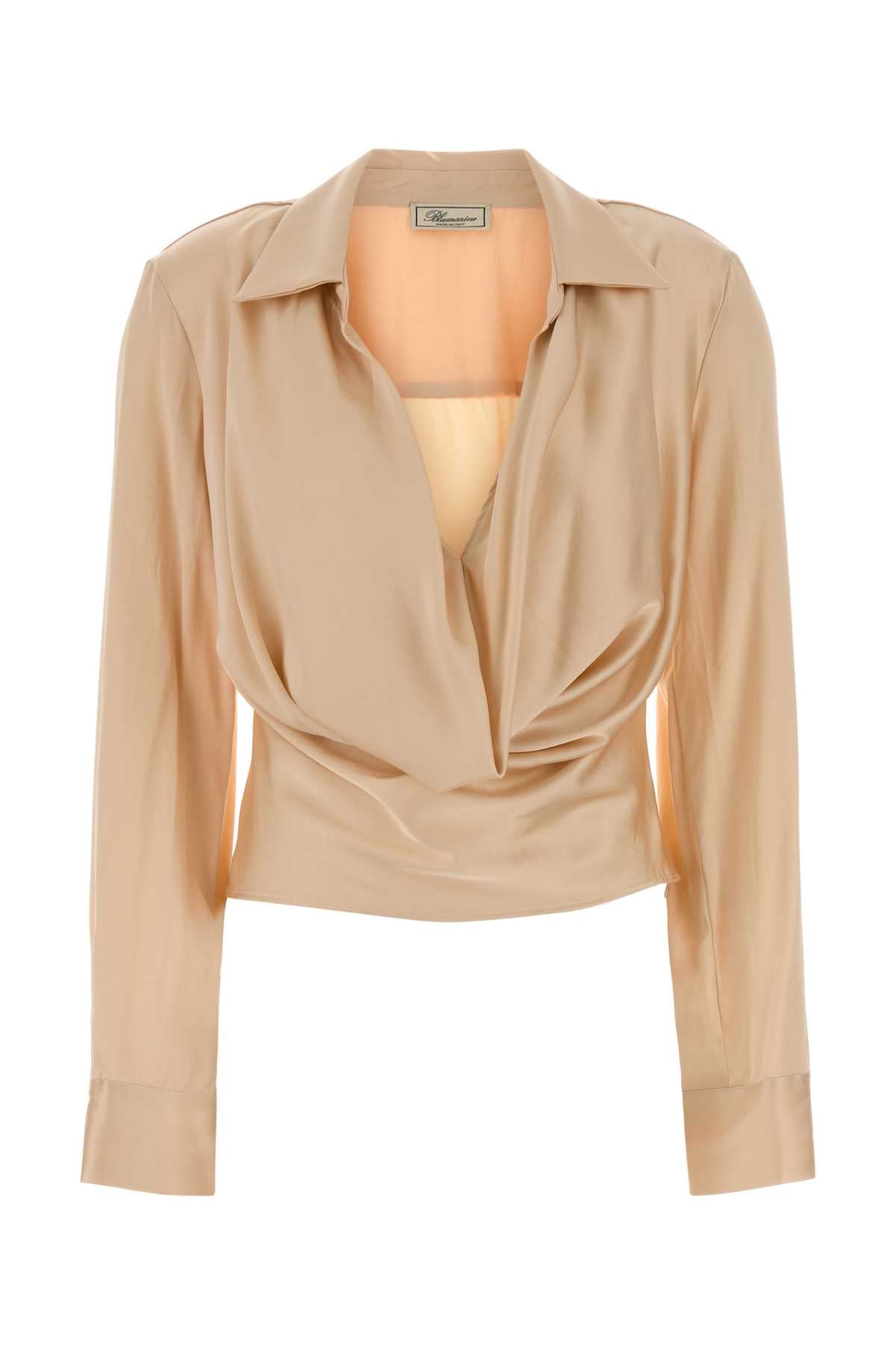 Blumarine Women Peach Stretch Satin Blouse BLUMARINE