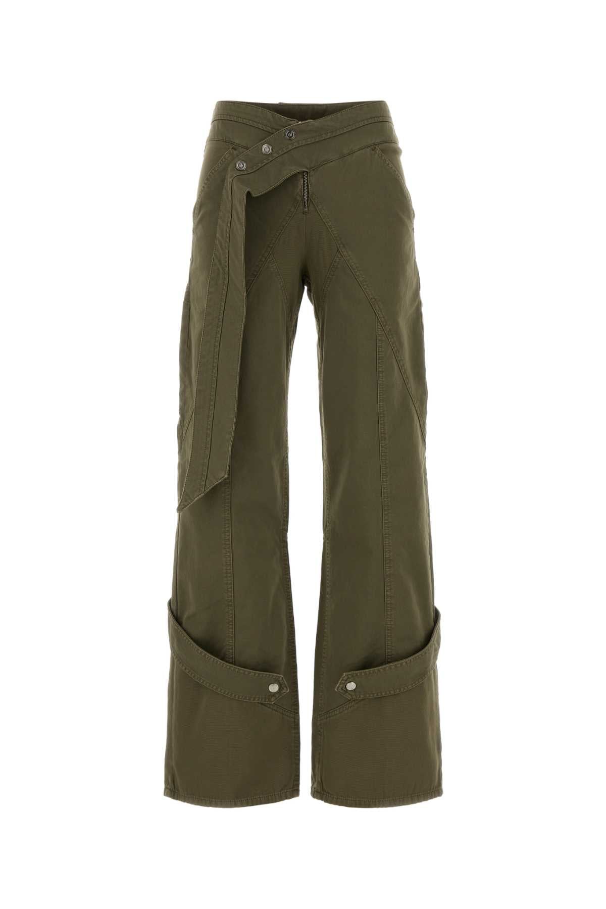Blumarine Women Army Green Cotton Pant BLUMARINE