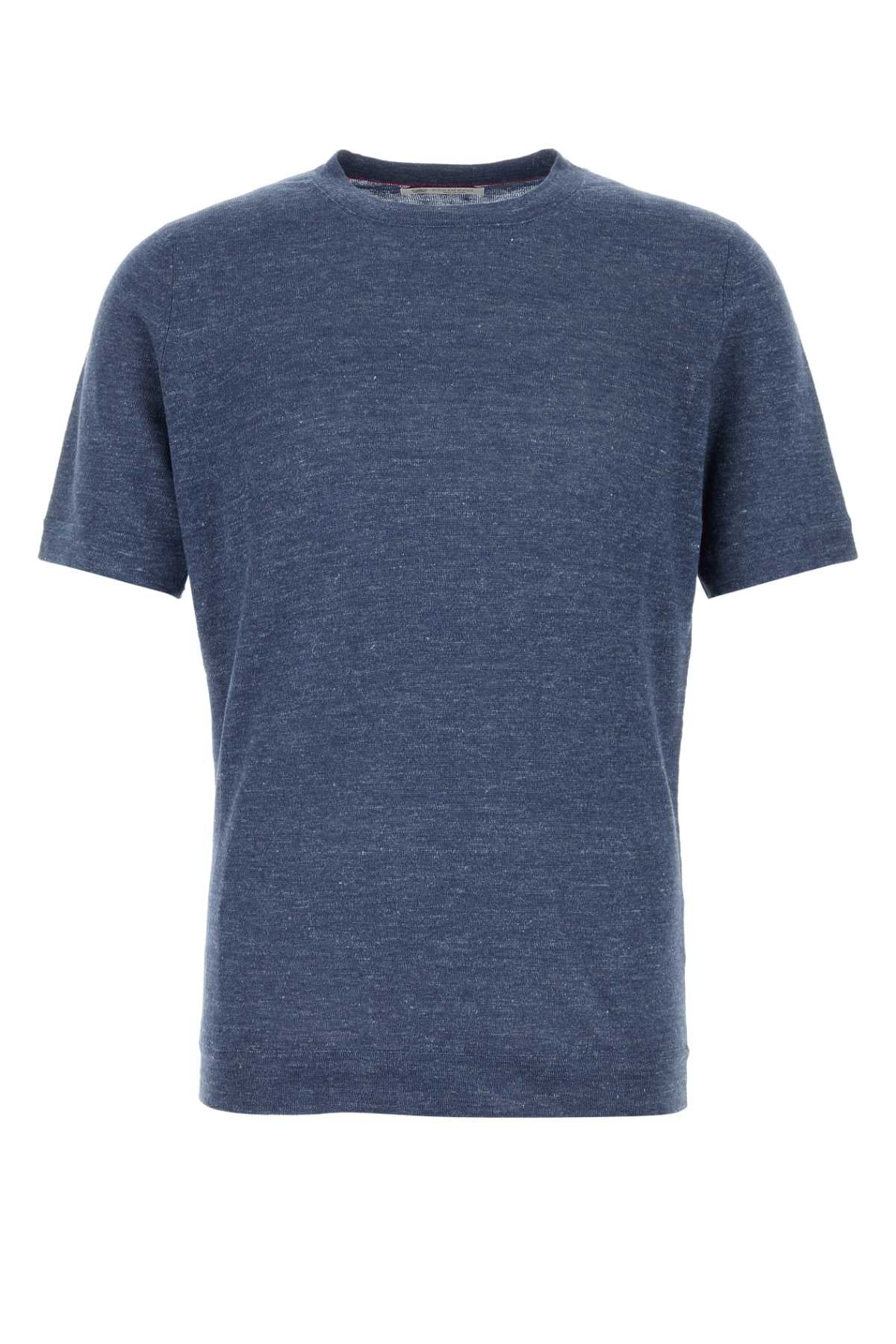 Brunello Cucinelli Men Blue Linen Blend Sweater BRUNELLO CUCINELLI