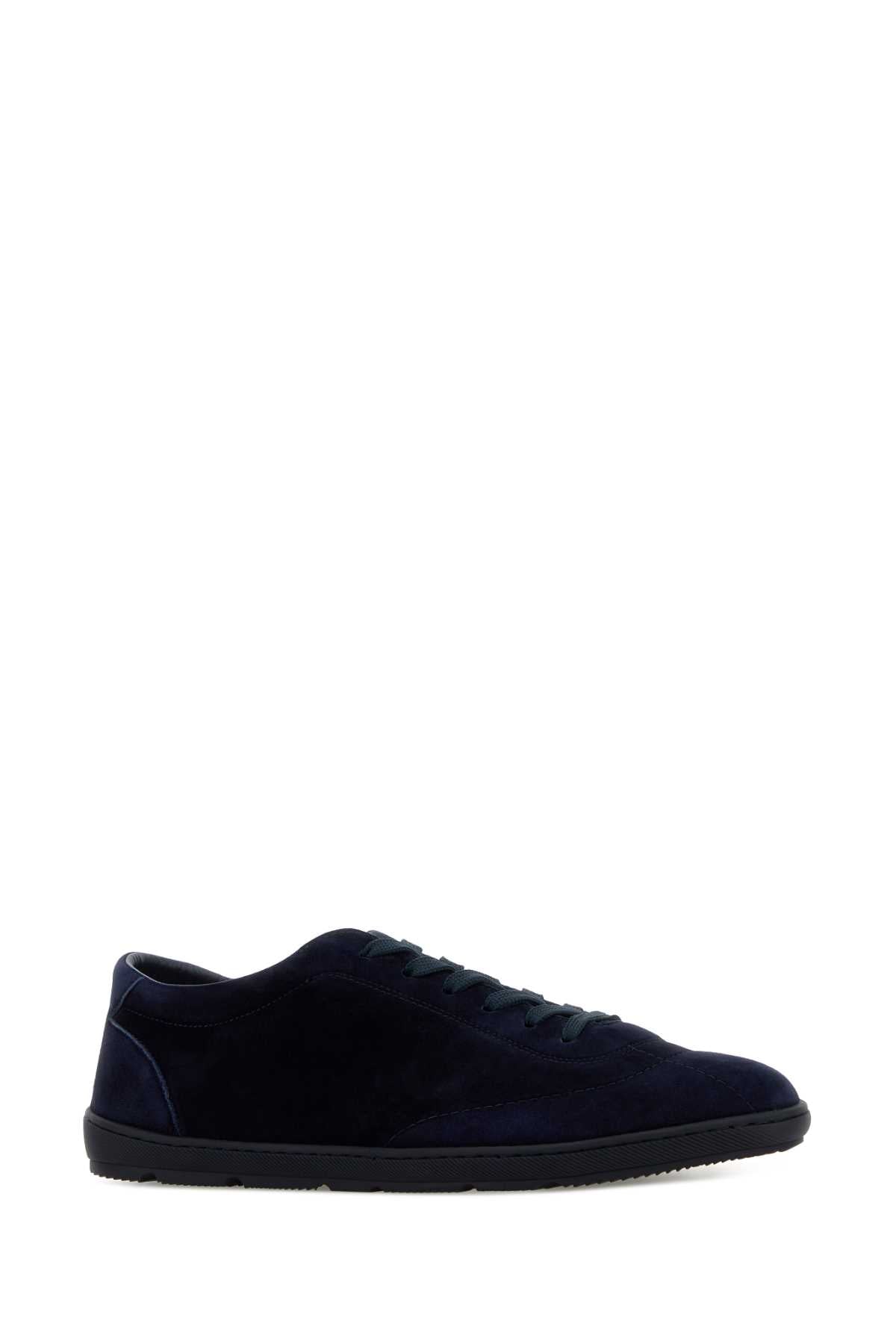 Brunello Cucinelli Men Midnight Blue Suede Sneakers BRUNELLO CUCINELLI