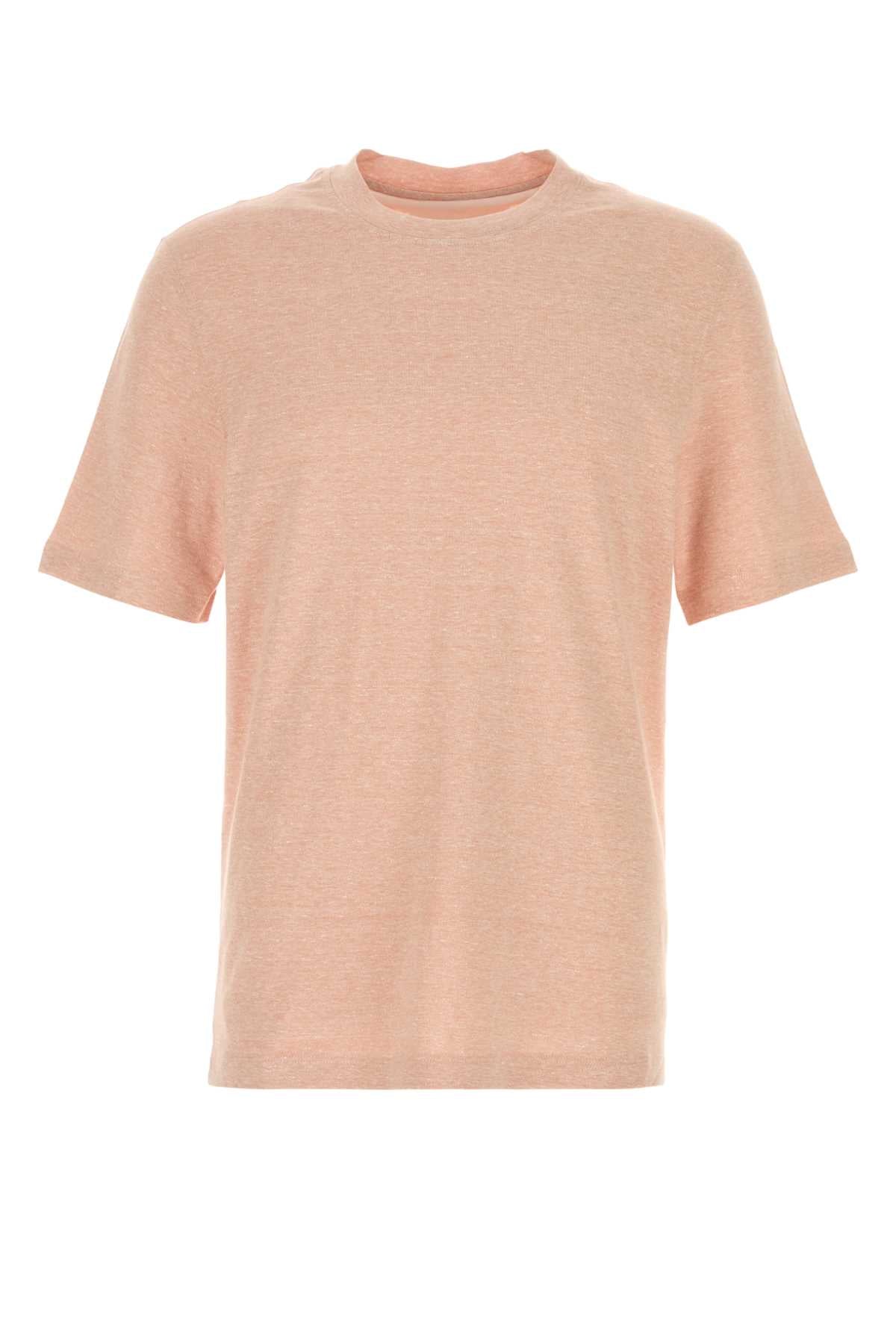 Brunello Cucinelli Men Salmon Linen Blend T-Shirt BRUNELLO CUCINELLI