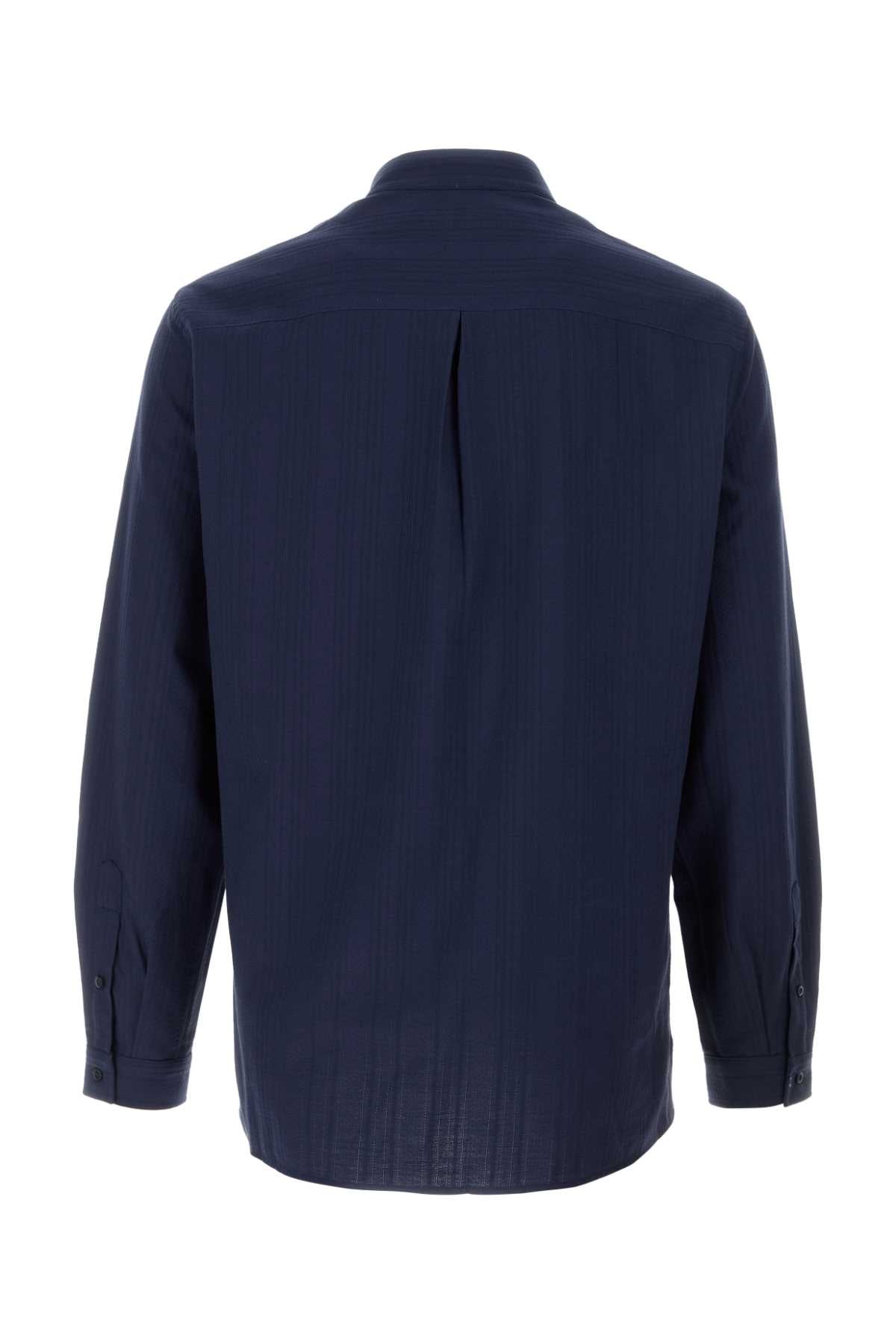 Brunello Cucinelli Men Navy Blue Cotton Shirt BRUNELLO CUCINELLI