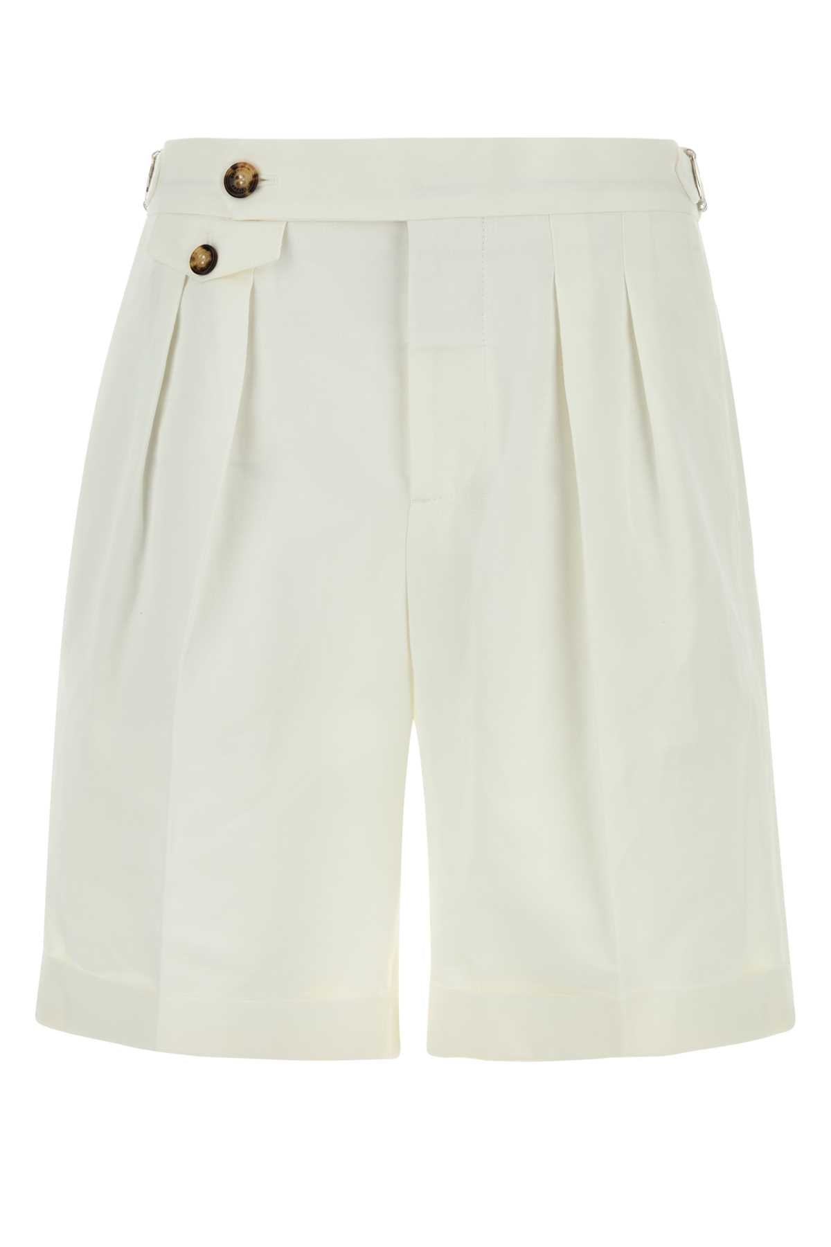 Brunello Cucinelli Men White Cotton Blend Bermuda Shorts BRUNELLO CUCINELLI