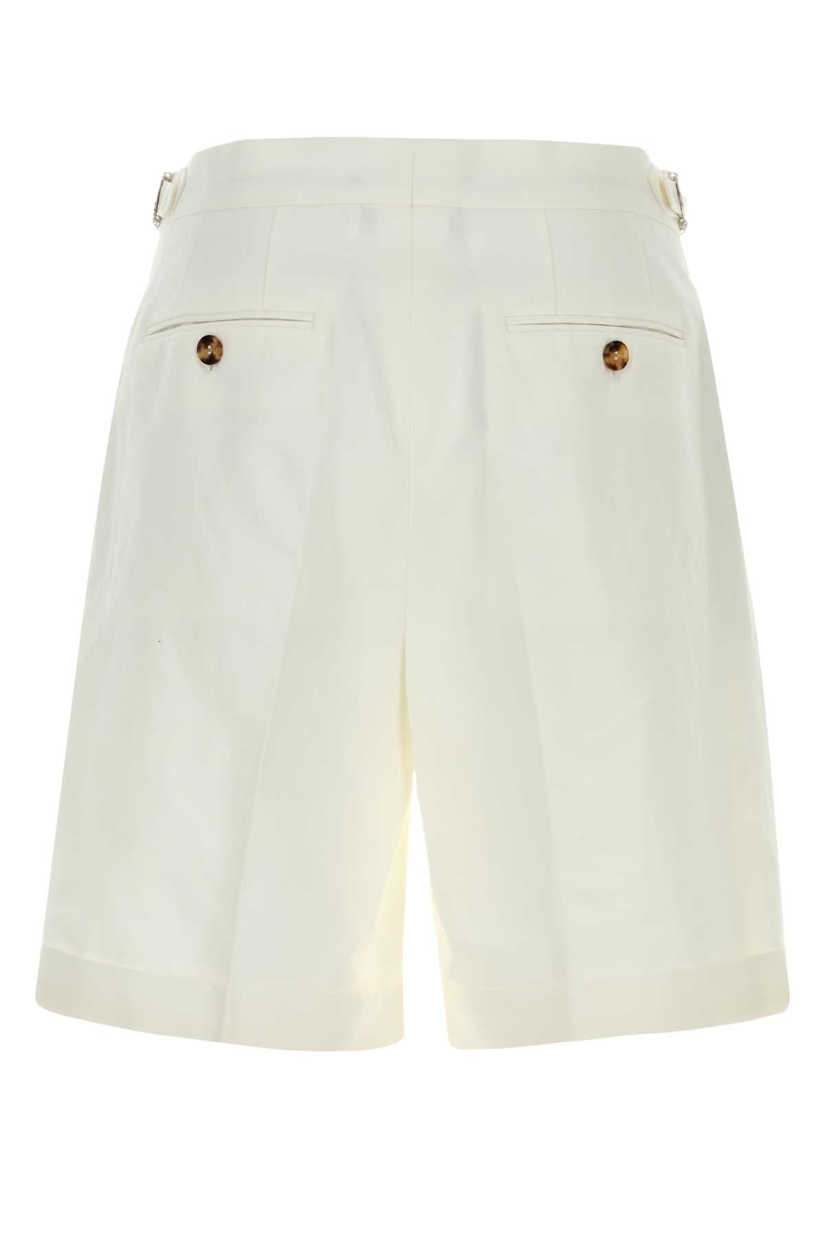 Brunello Cucinelli Men White Cotton Blend Bermuda Shorts BRUNELLO CUCINELLI