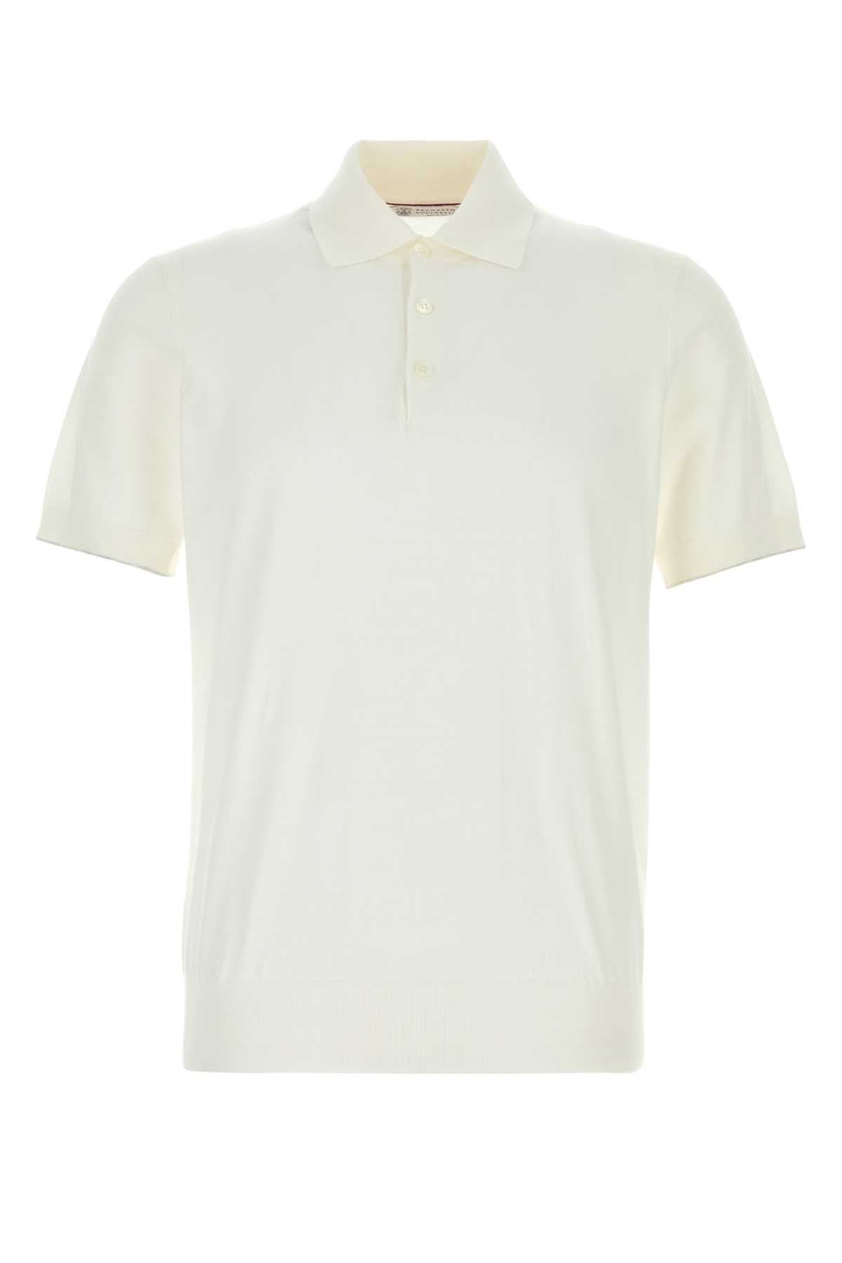 Brunello Cucinelli Men White Cotton Polo Shirt BRUNELLO CUCINELLI