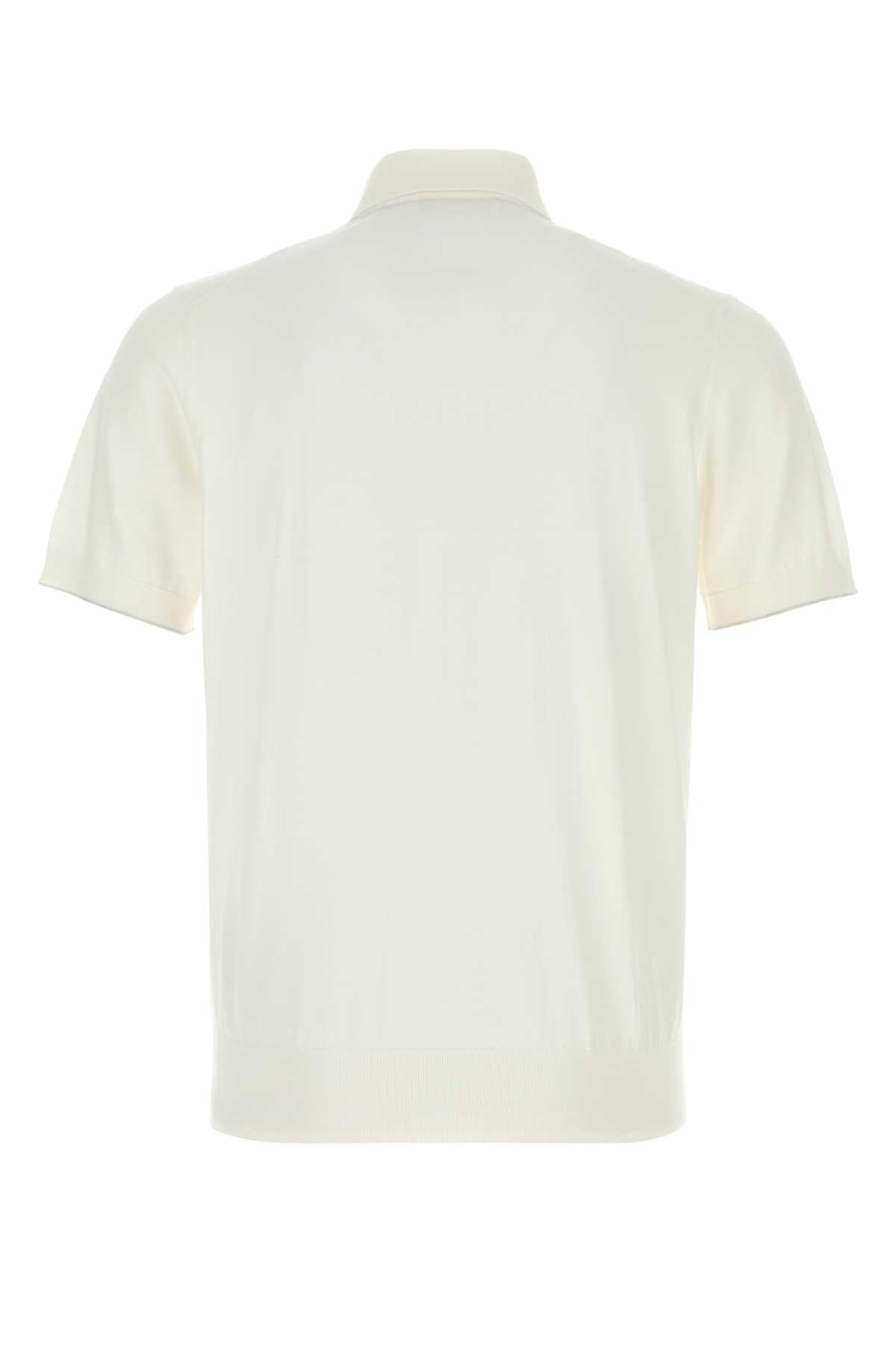 Brunello Cucinelli Men White Cotton Polo Shirt BRUNELLO CUCINELLI