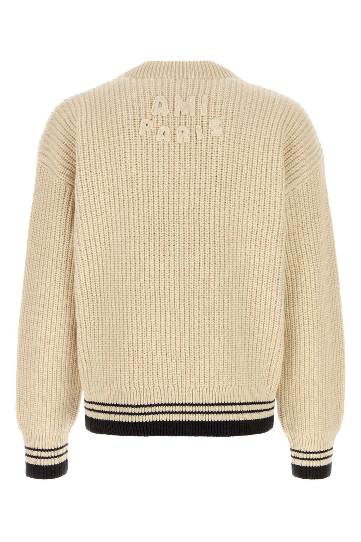 Ami Men Ivory Wool Blend Sweater AMI PARIS