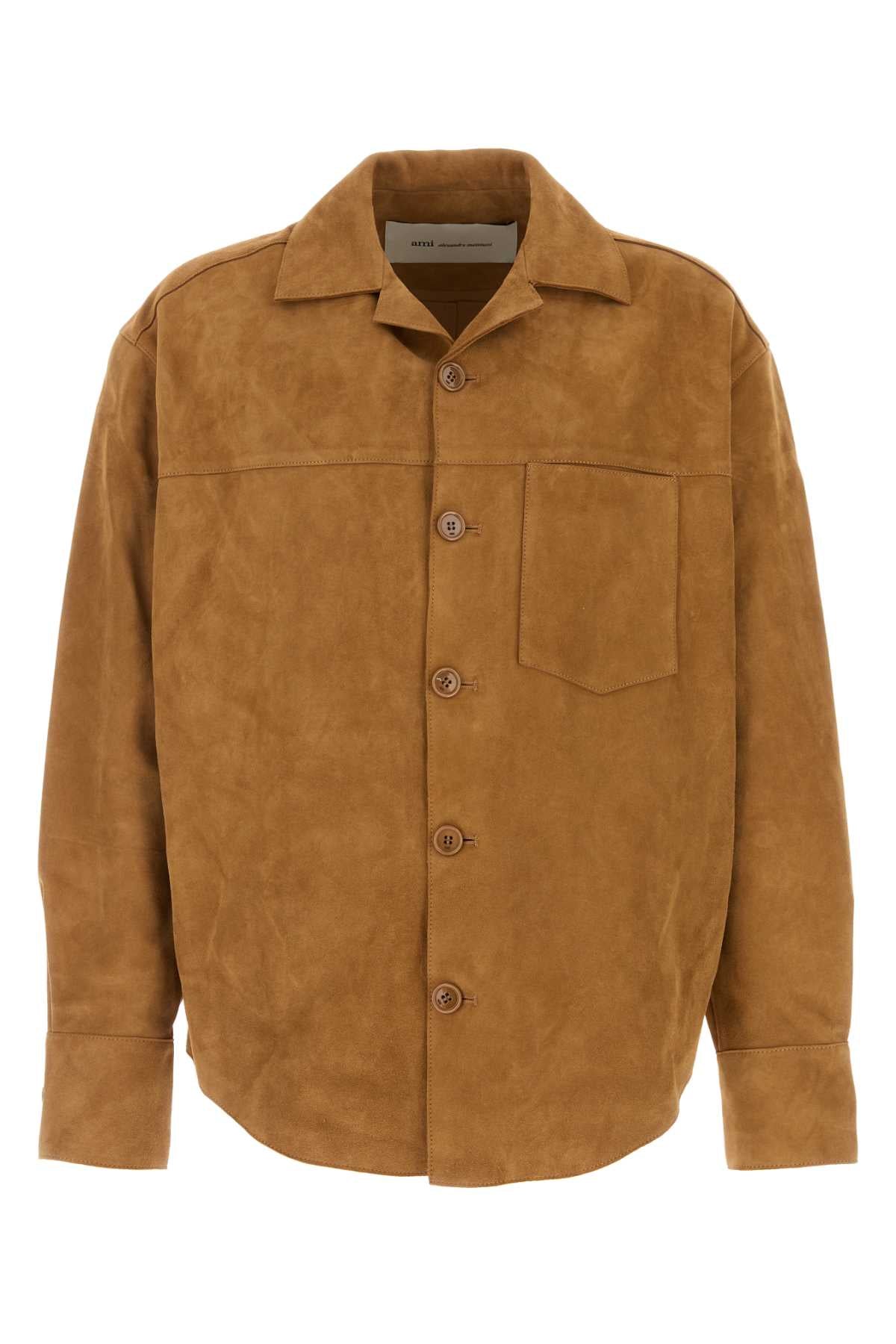 Ami Men Camel Suede Oversize Shirt AMI PARIS