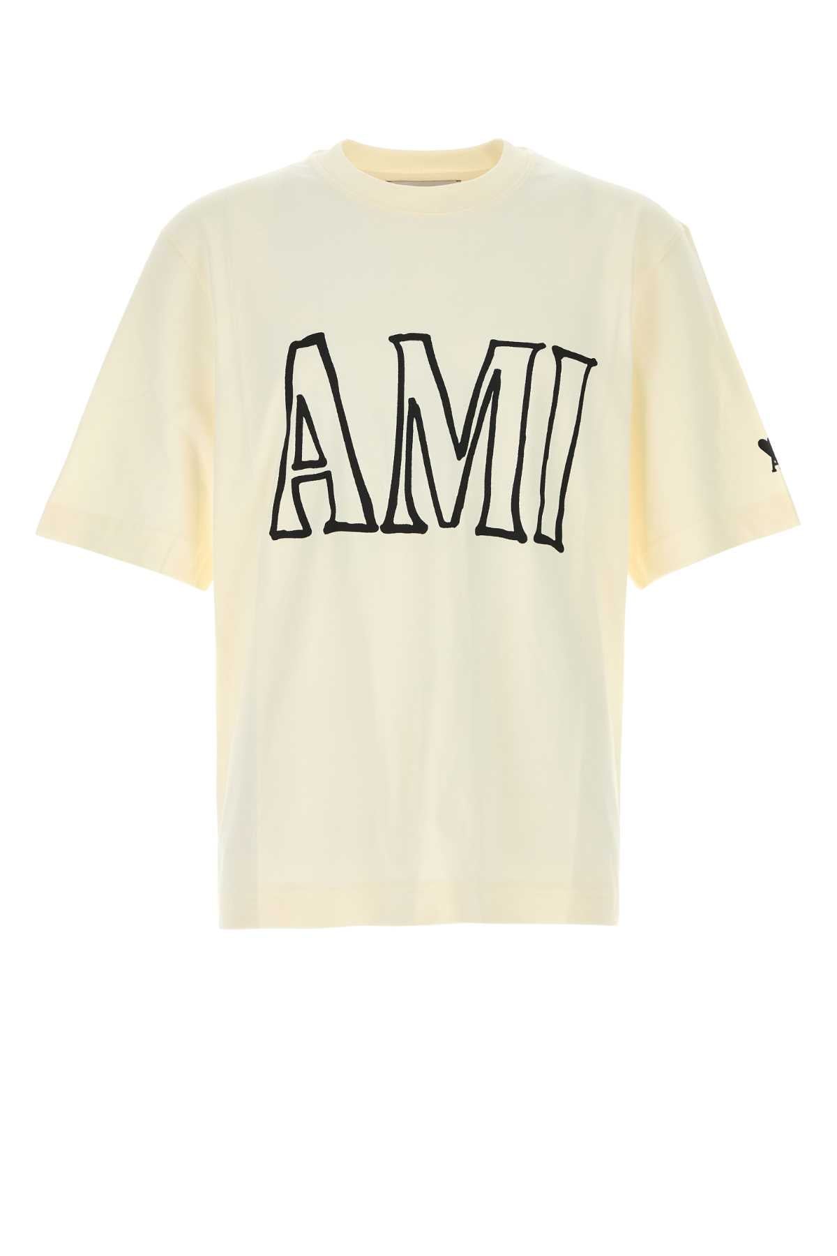 Ami Men Ivory Cotton Oversize T-Shirt AMI PARIS
