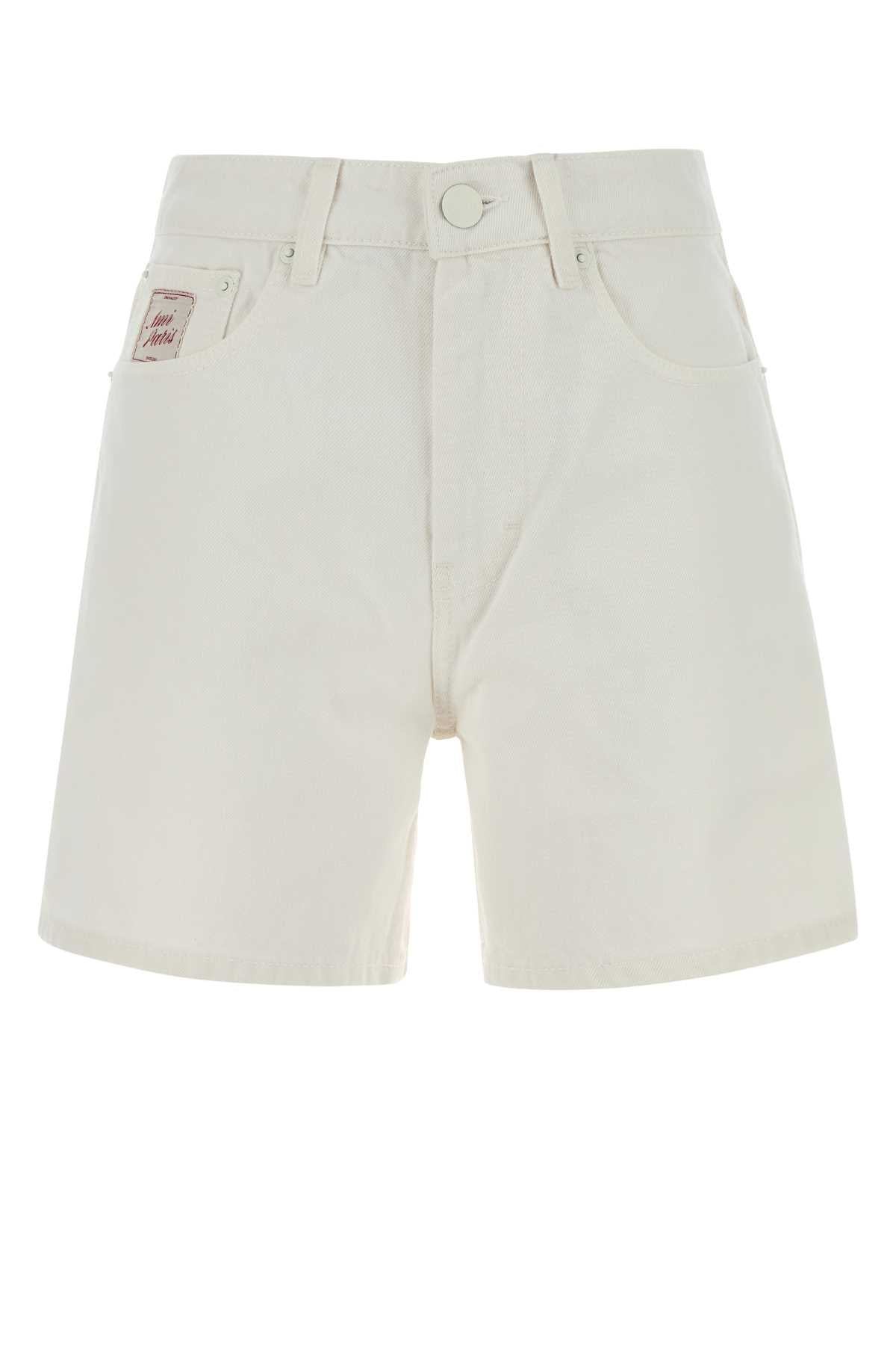 Ami Women White Denim Shorts AMI PARIS