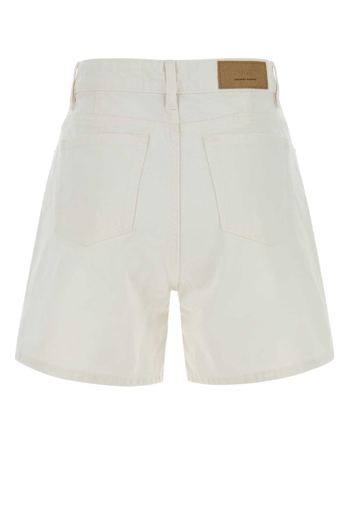 Ami Women White Denim Shorts AMI PARIS