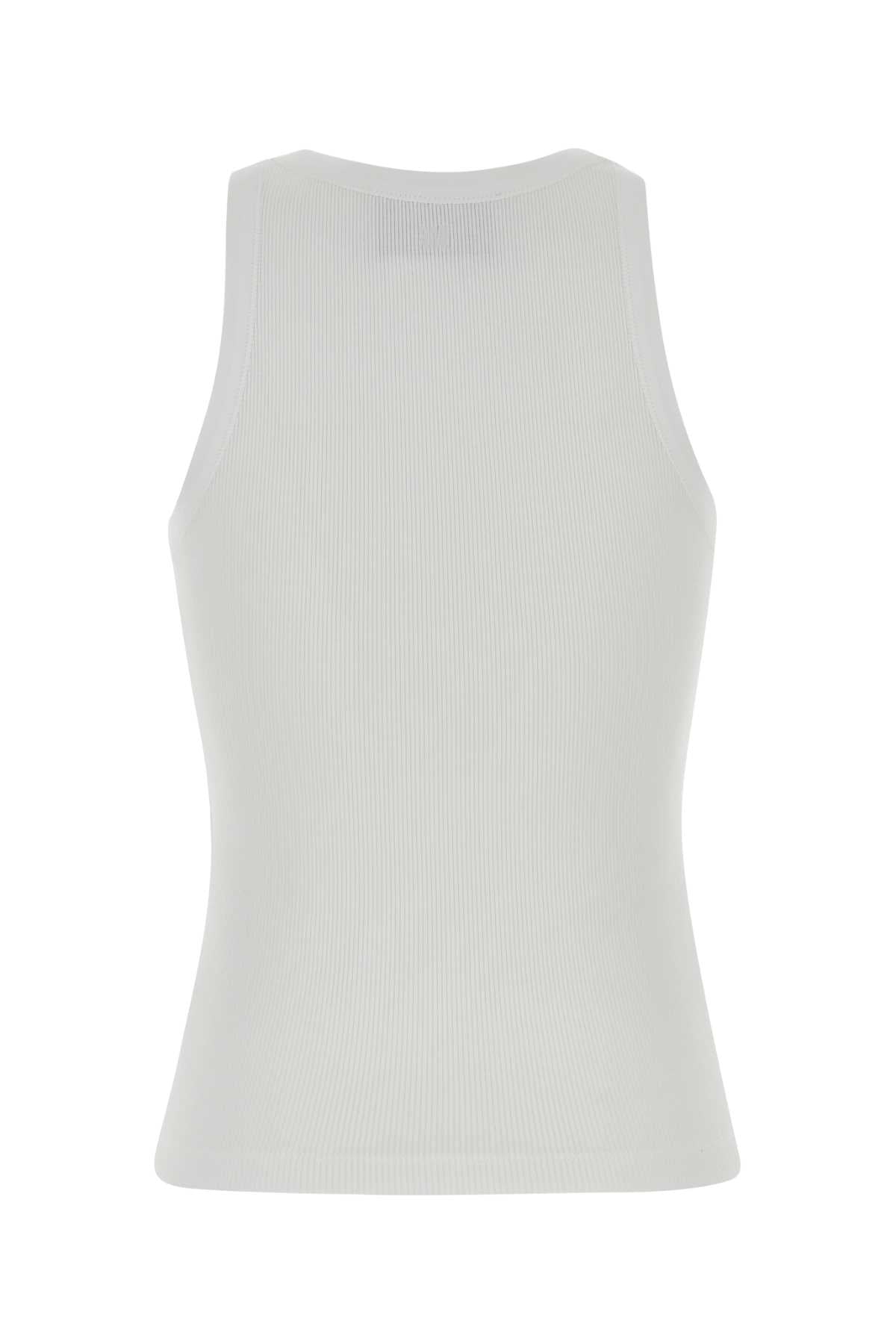 Ami Women White Stretch Cotton Tank Top AMI PARIS