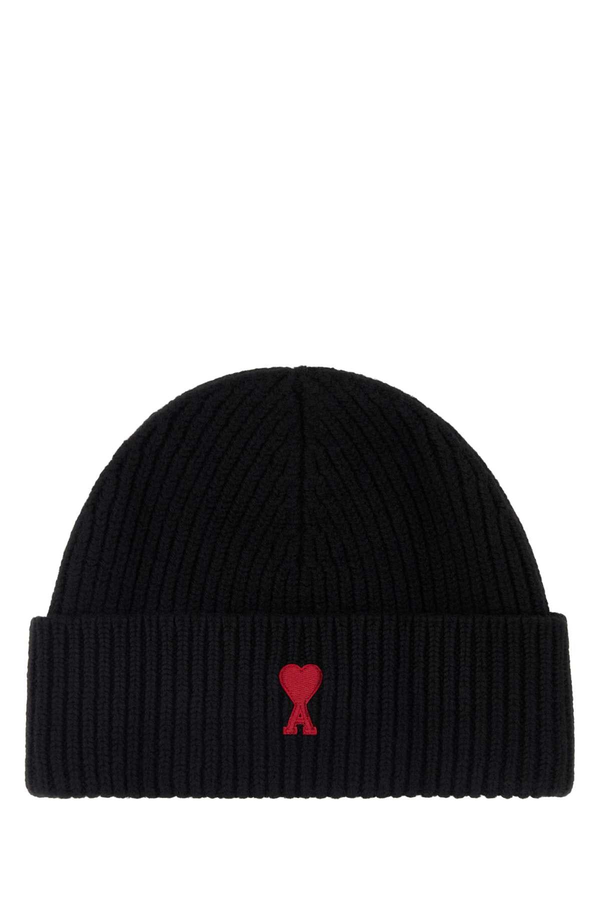 Ami Men Black Wool Beanie Hat AMI PARIS