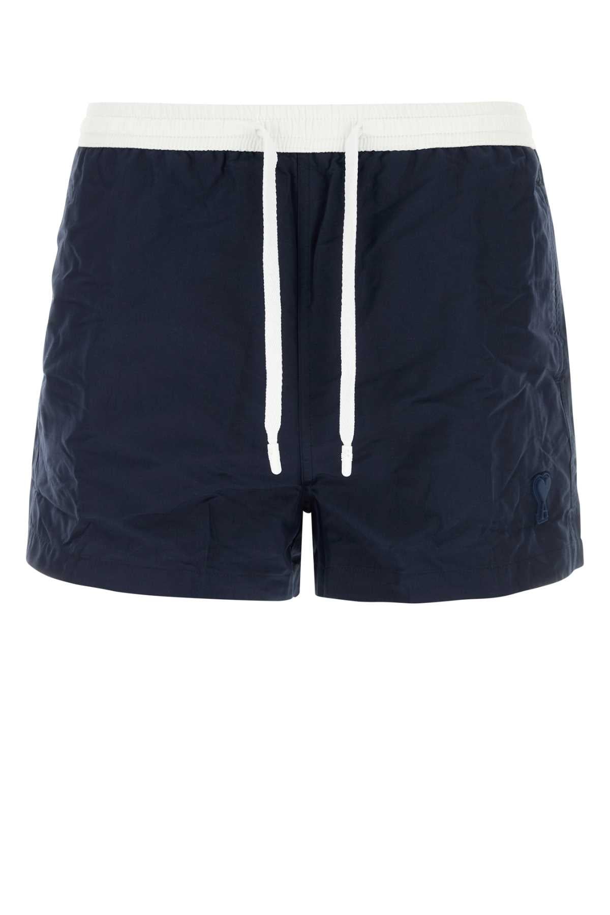 Ami Men Navy Blue Polyester Swimming Shorts AMI PARIS