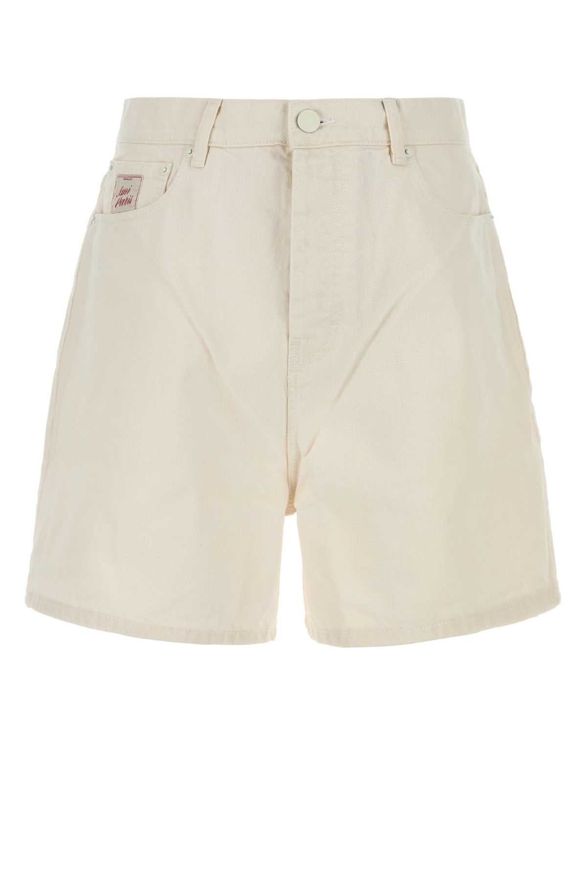 Ami Men Ivory Denim Bermuda Shorts AMI PARIS