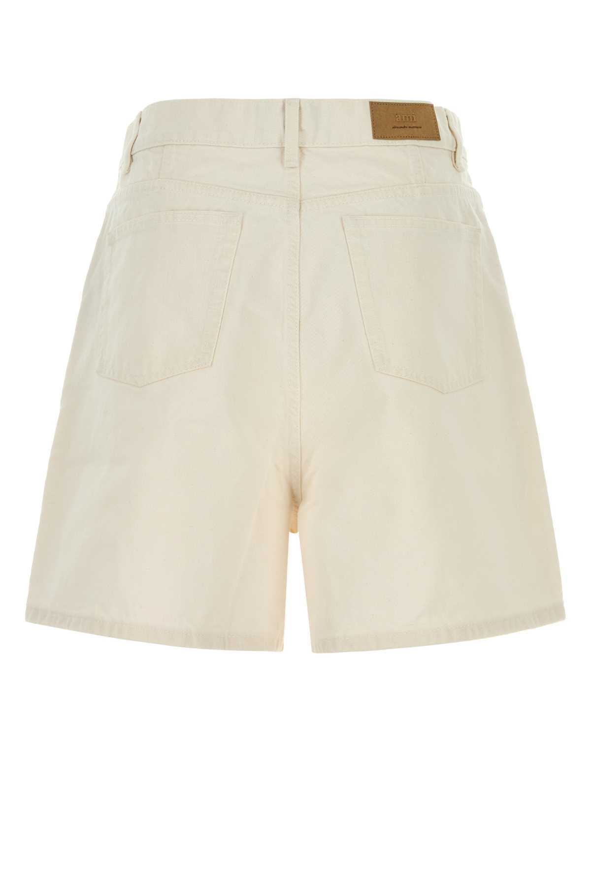 Ami Men Ivory Denim Bermuda Shorts AMI PARIS
