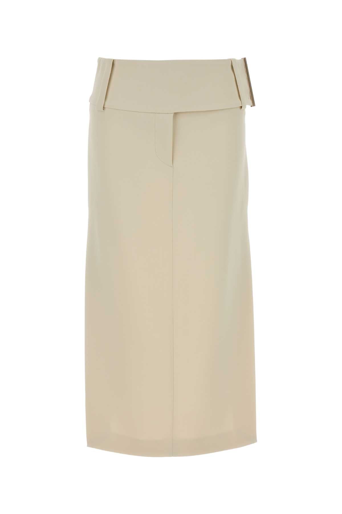 Sportmax Women Ivory Stretch Viscose Fronda Skirt SPORTMAX