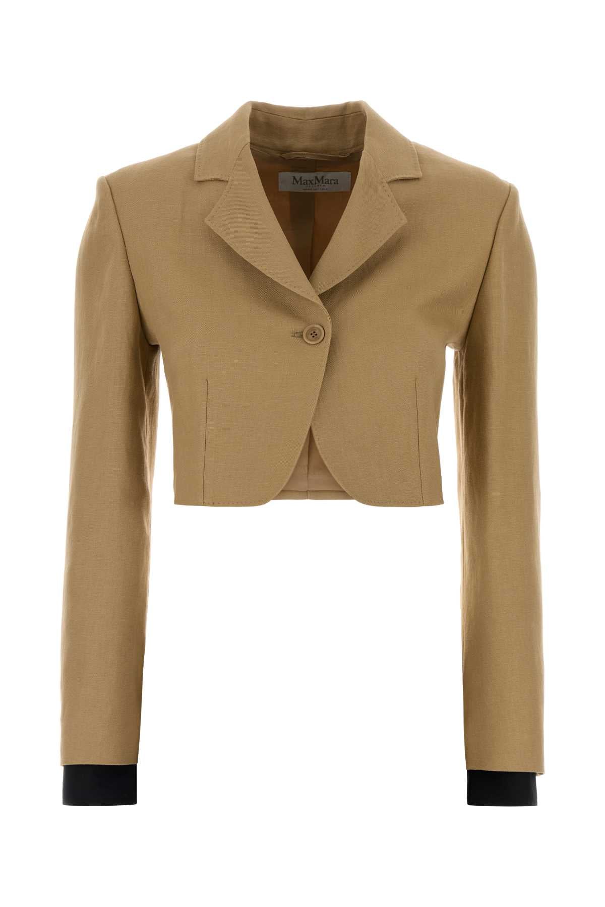 Max Mara Women Beige Linen Buono Blazer MAX MARA