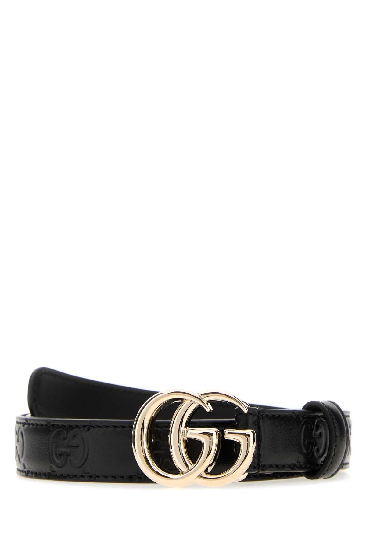 Gucci Women Black Leather Gg Marmont Belt GUCCI