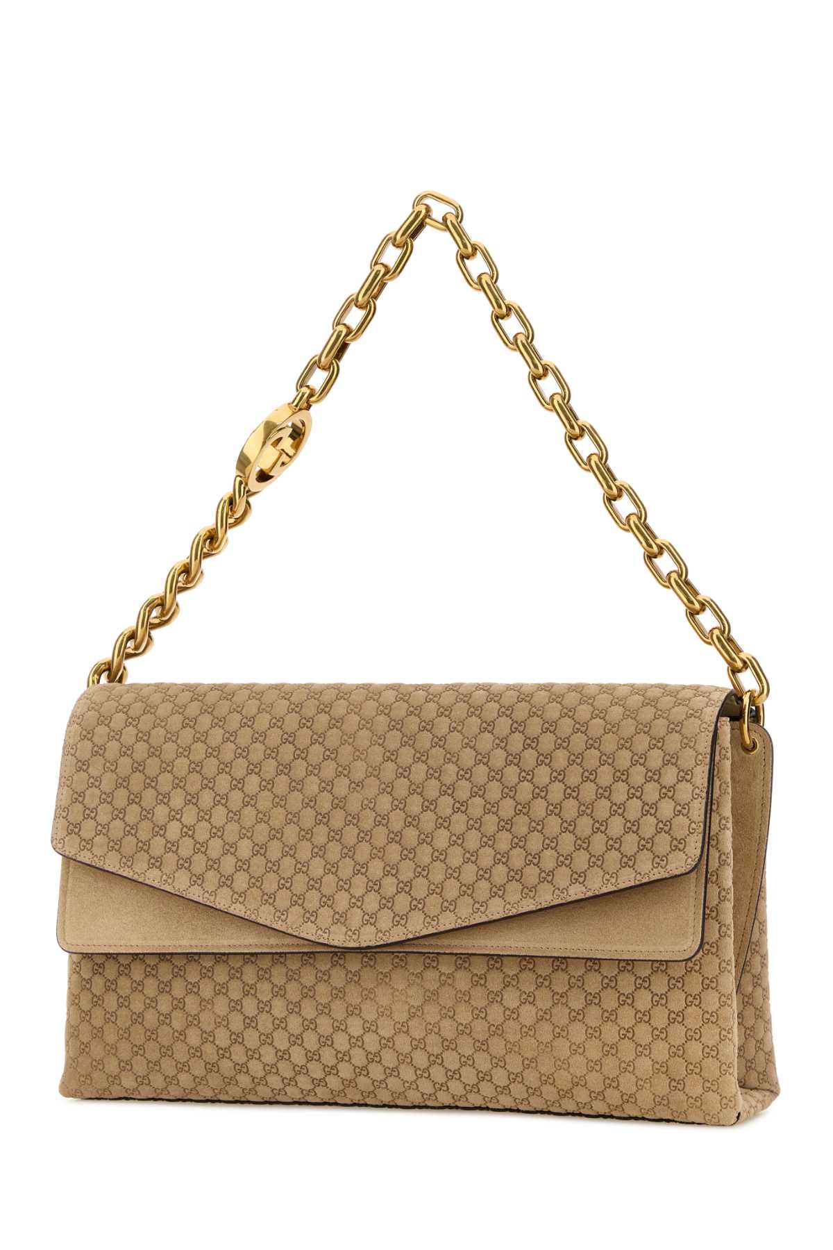 Gucci Women Beige Suede Large Shoulder Bag GUCCI