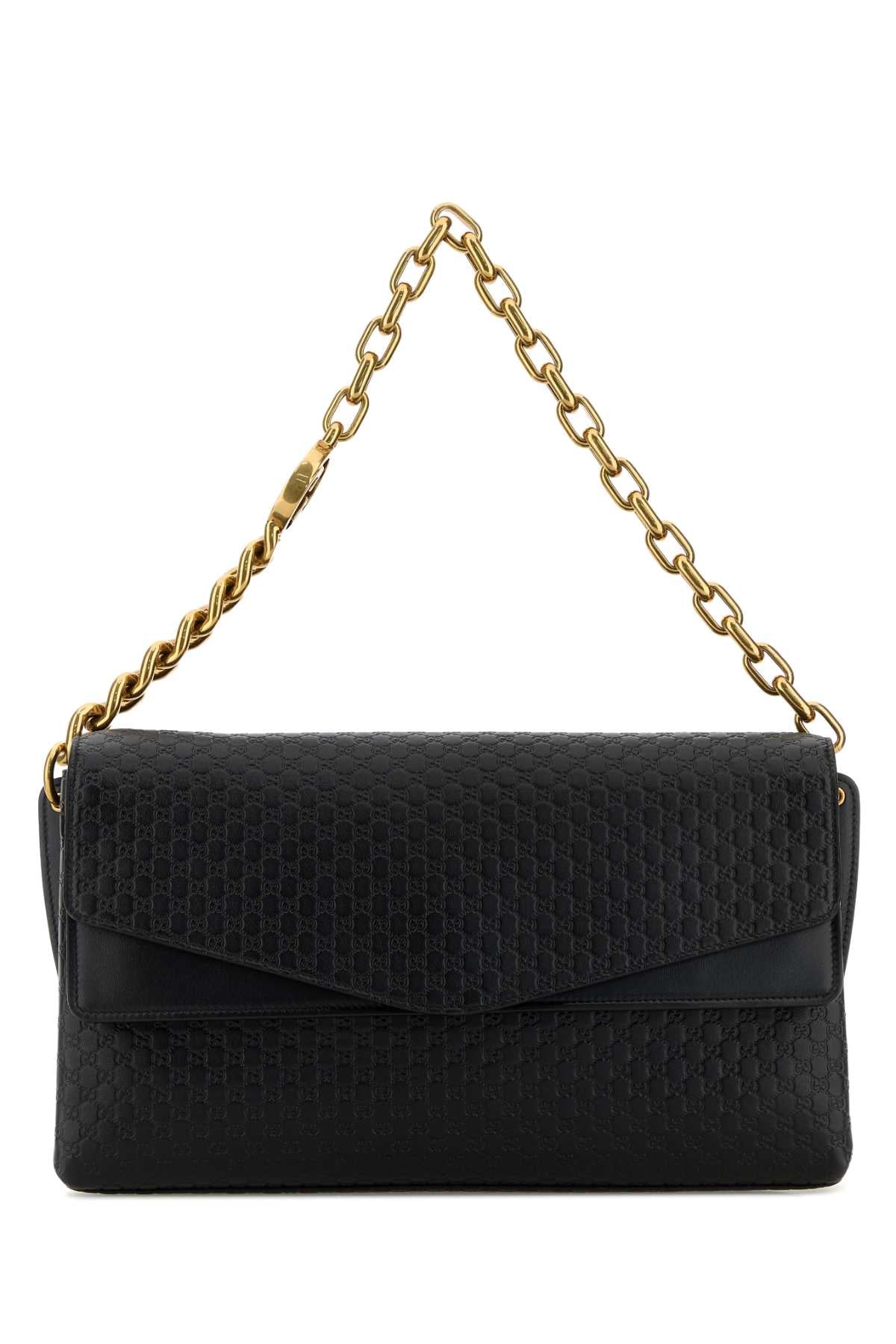 Gucci Women Black Leather Large Shoulder Bag GUCCI