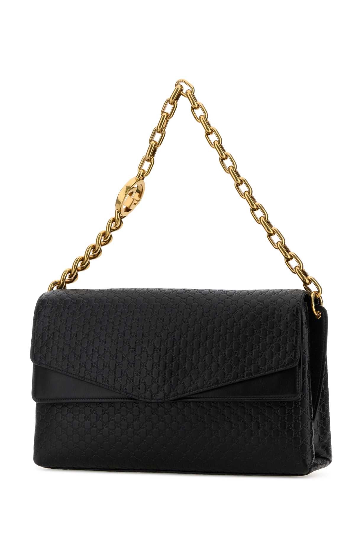 Gucci Women Black Leather Large Shoulder Bag GUCCI