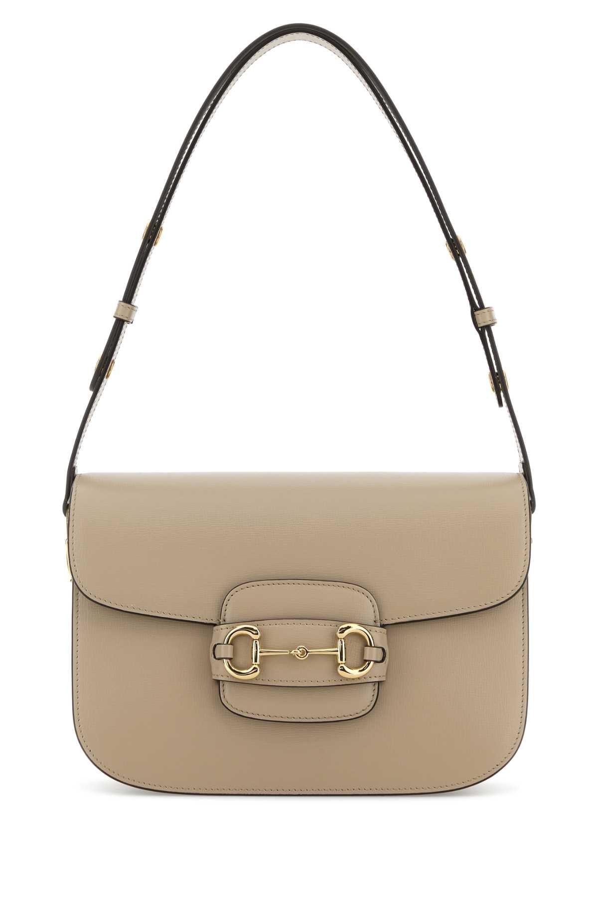 Gucci Women Beige Leather Medium Gucci Horsebit 1955 Shoulder Bag GUCCI