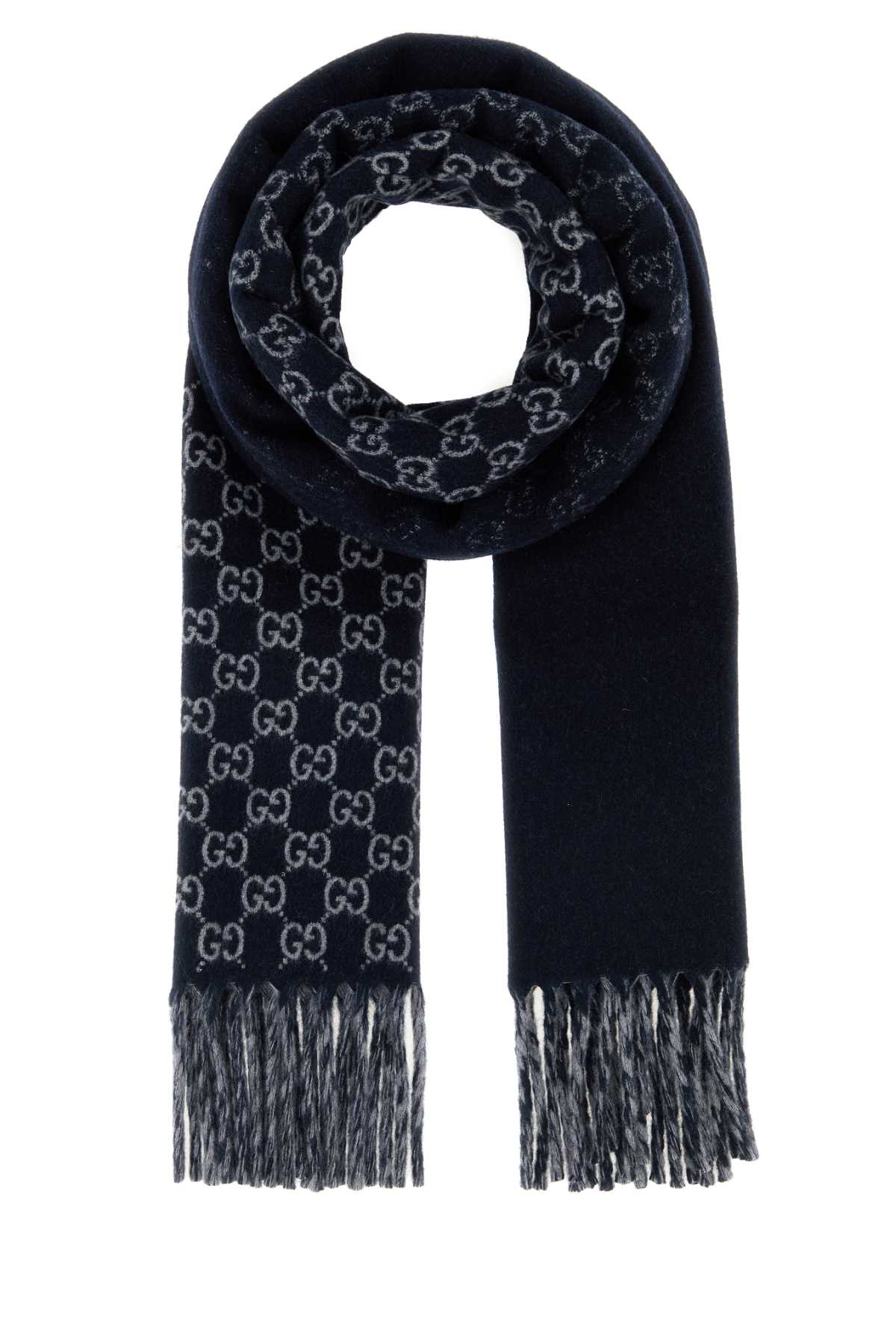 Gucci Men Embroidered Wool Blend Scarf GUCCI