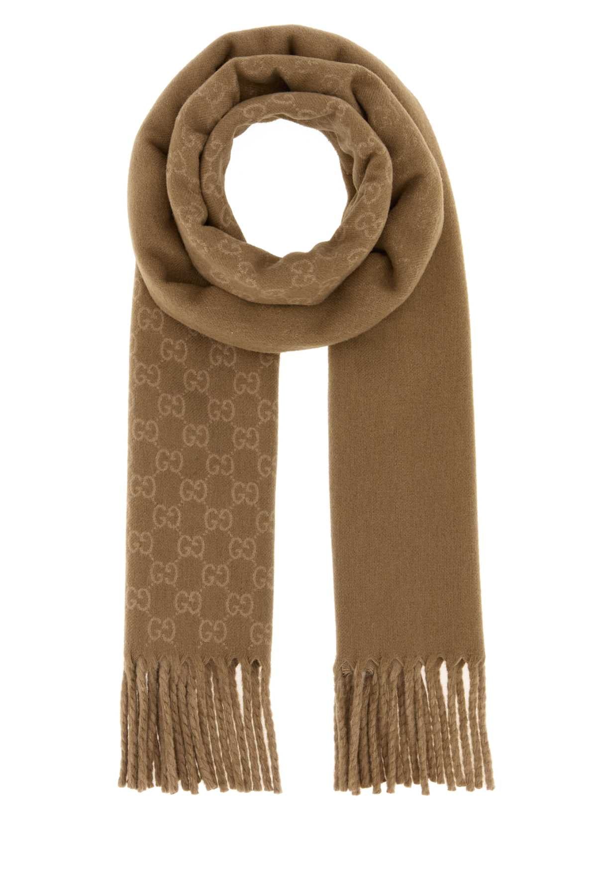 Gucci Men Embroidered Wool Blend Scarf GUCCI