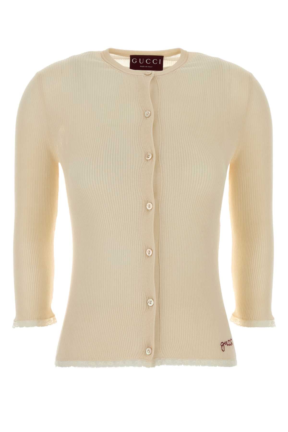 Gucci Women Cream Cotton Cardigan GUCCI
