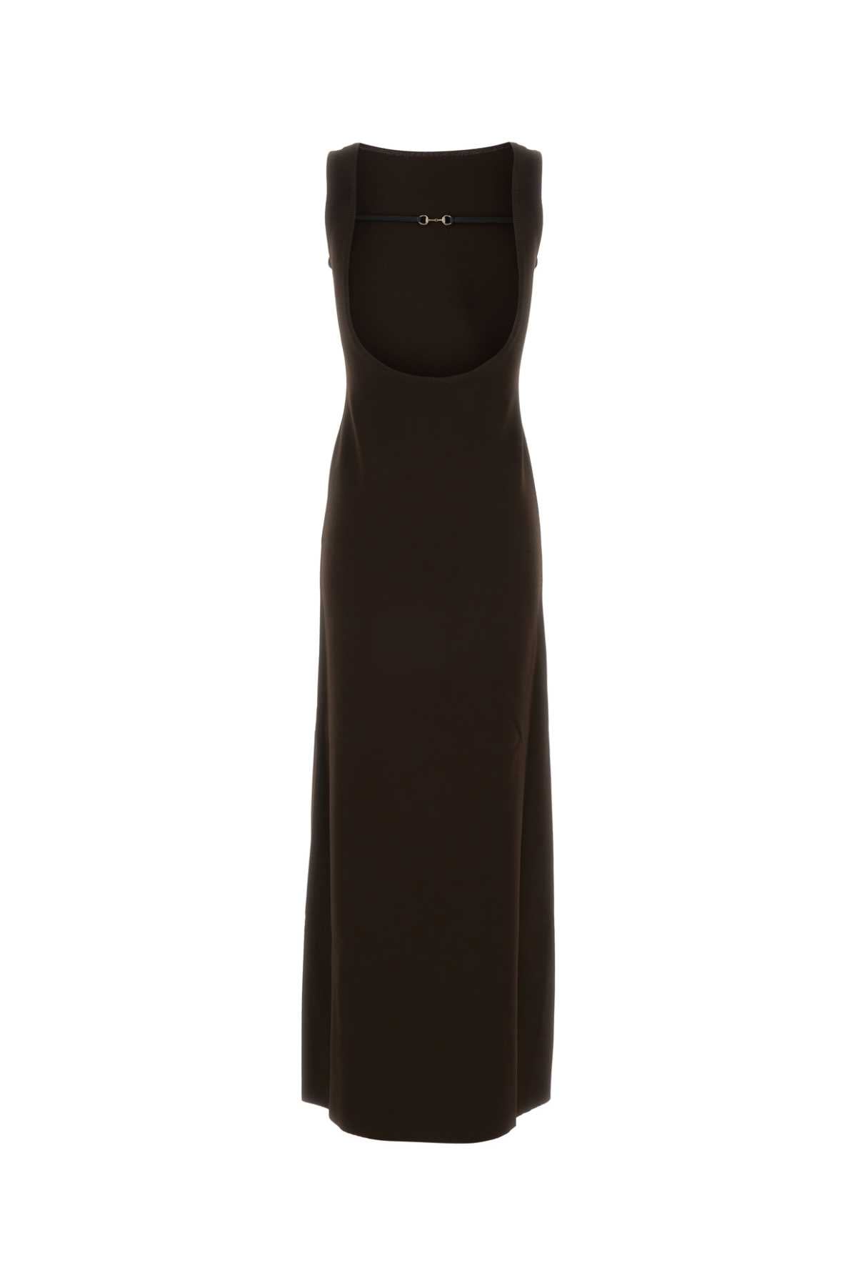 Gucci Women Chocolate Stretch Viscose Blend Dress GUCCI