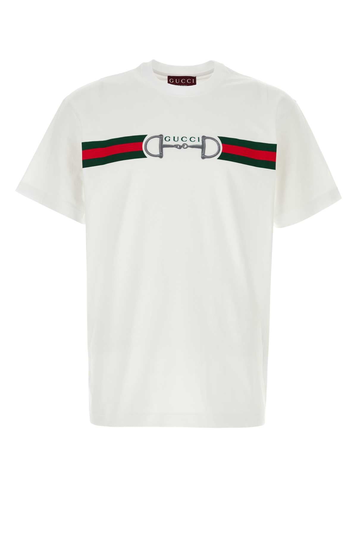 Gucci Men White Cotton T-Shirt GUCCI