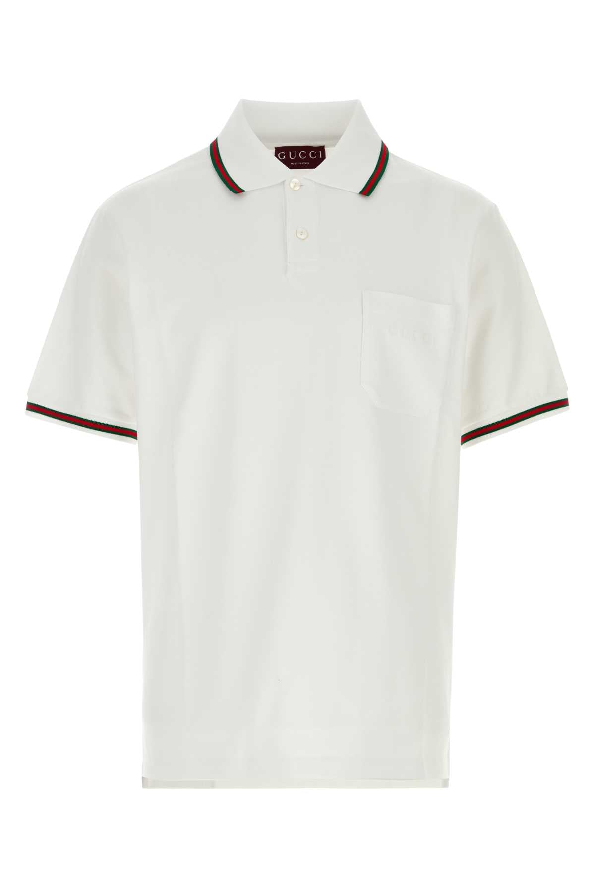 Gucci Men White Piquet Polo Shirt GUCCI