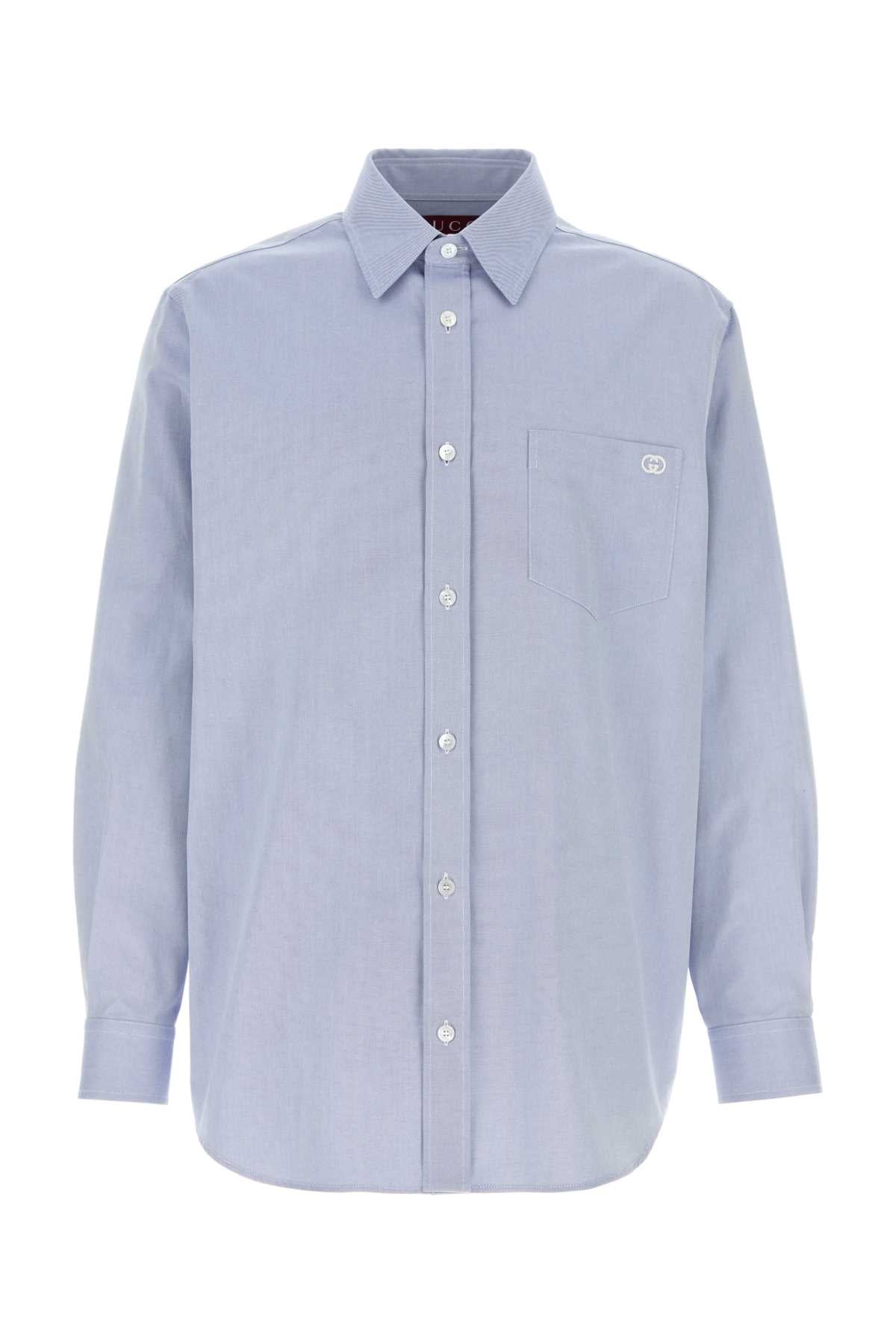 Gucci Men Powder Blue Oxford Shirt GUCCI