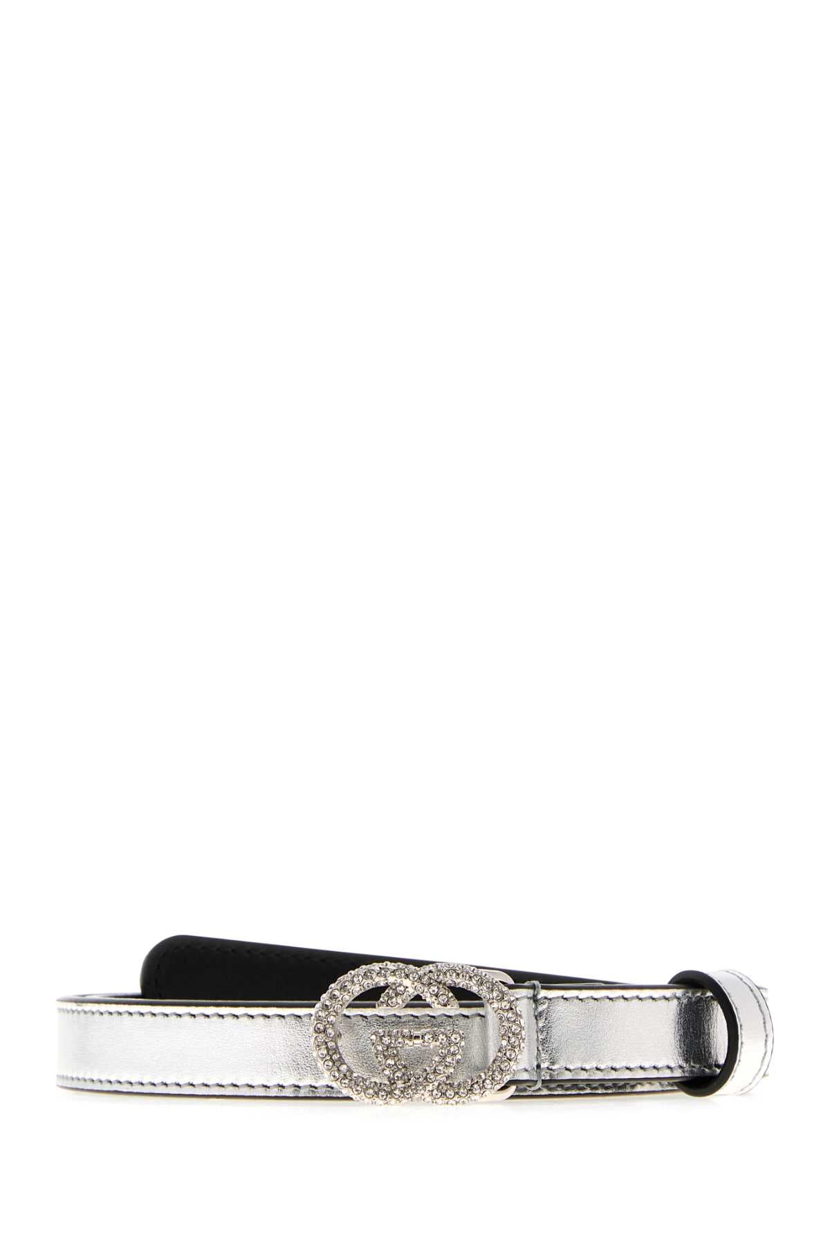 Gucci Women Silver Nappa Leather Belt GUCCI