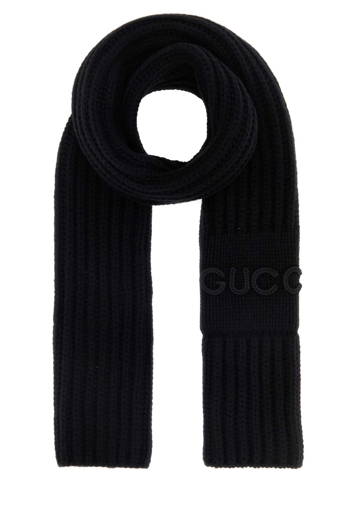 Gucci Women Black Wool Blend Scarf GUCCI
