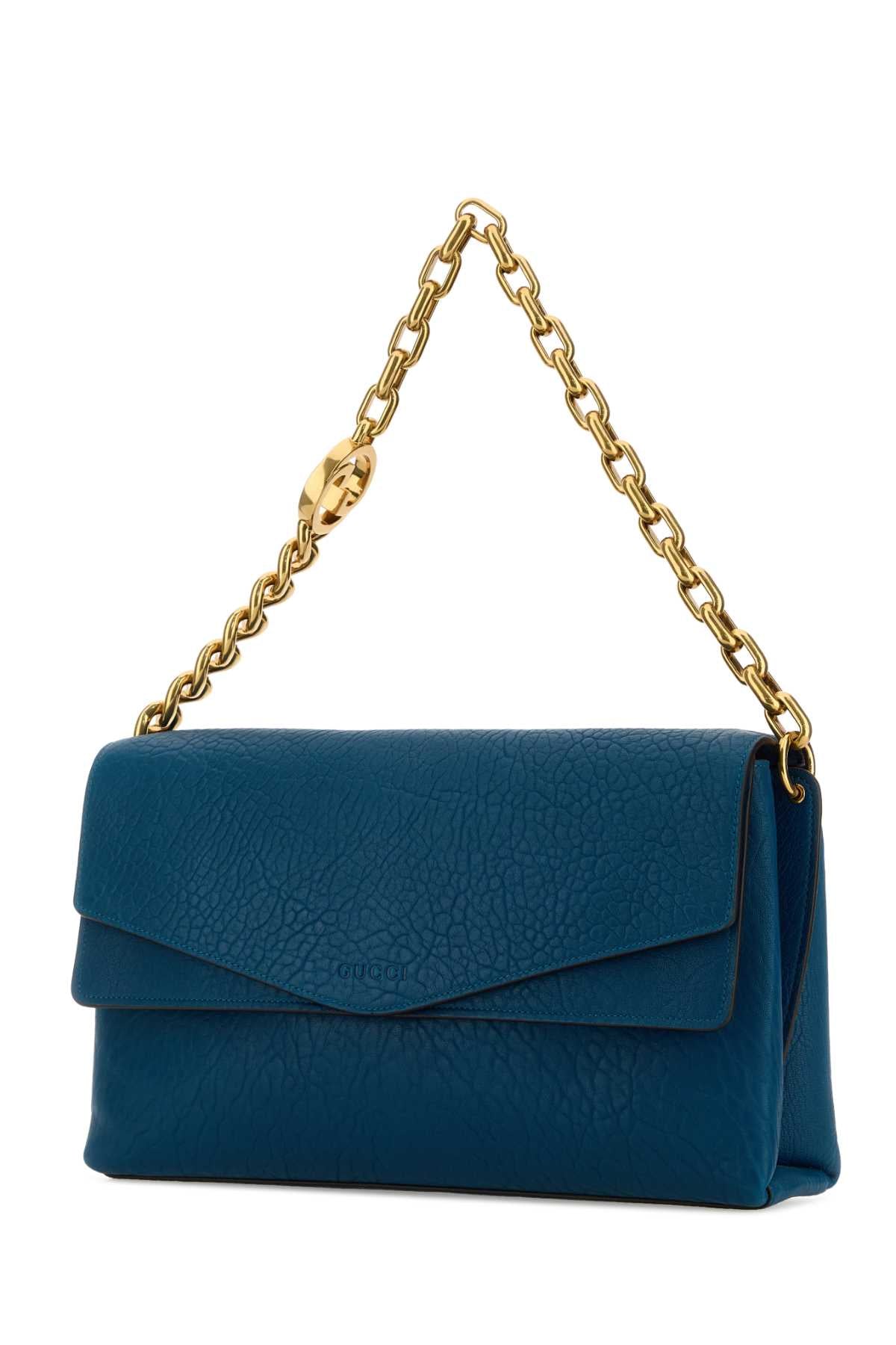 Gucci Women Teal Green Leather Large Shoulder Bag GUCCI